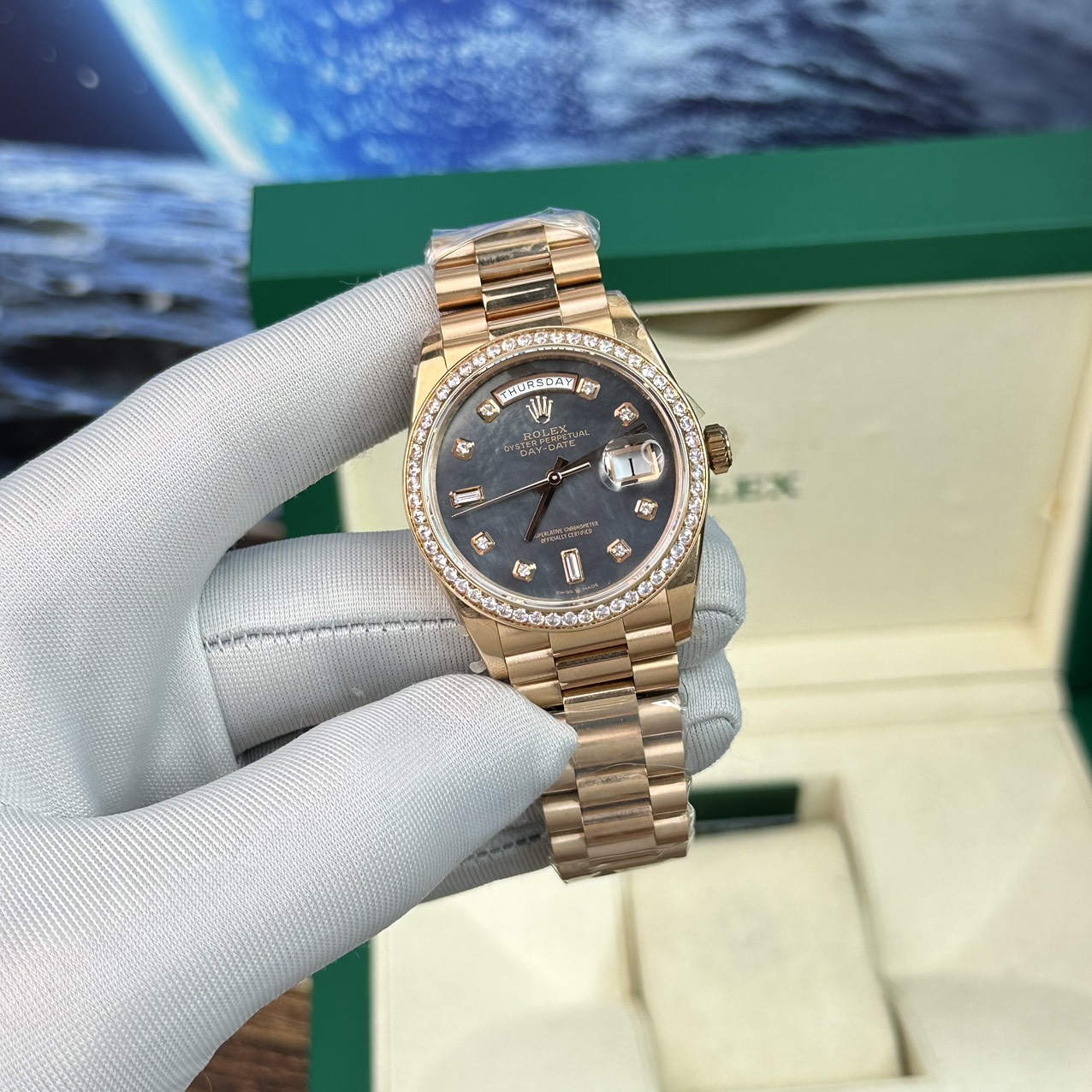 Rolex Day-Date Purple Mother of Pearl Dial Super Fake Watch BP Factory 40mm - Elite Watch Atelier