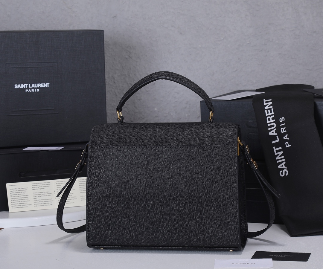 Replica Ysl Cassandra Medium Top Handle Bag- Black/Beige1:1High-quality replica