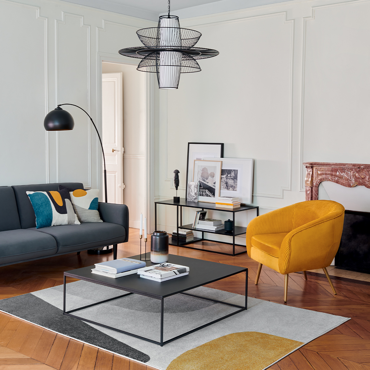 Armchair "Solaro" Pleated velvet, Mustard yellow