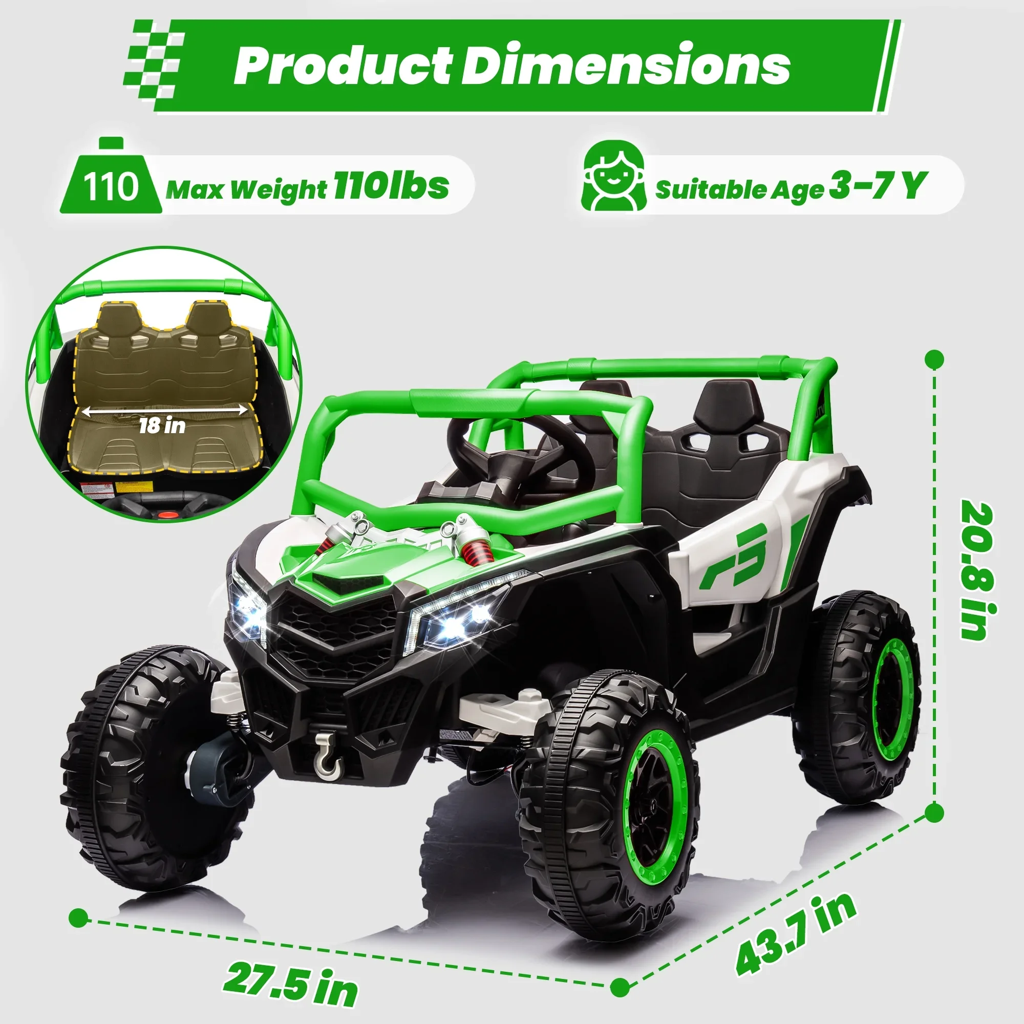 Joyracer 4WD 24 Volt Ride on Toys, 2 Seater Power Car wheels UTV with 800W Motors, Remote Control, Bluetooth Music, Spring Suspension, LED Light, Pink - Image 34