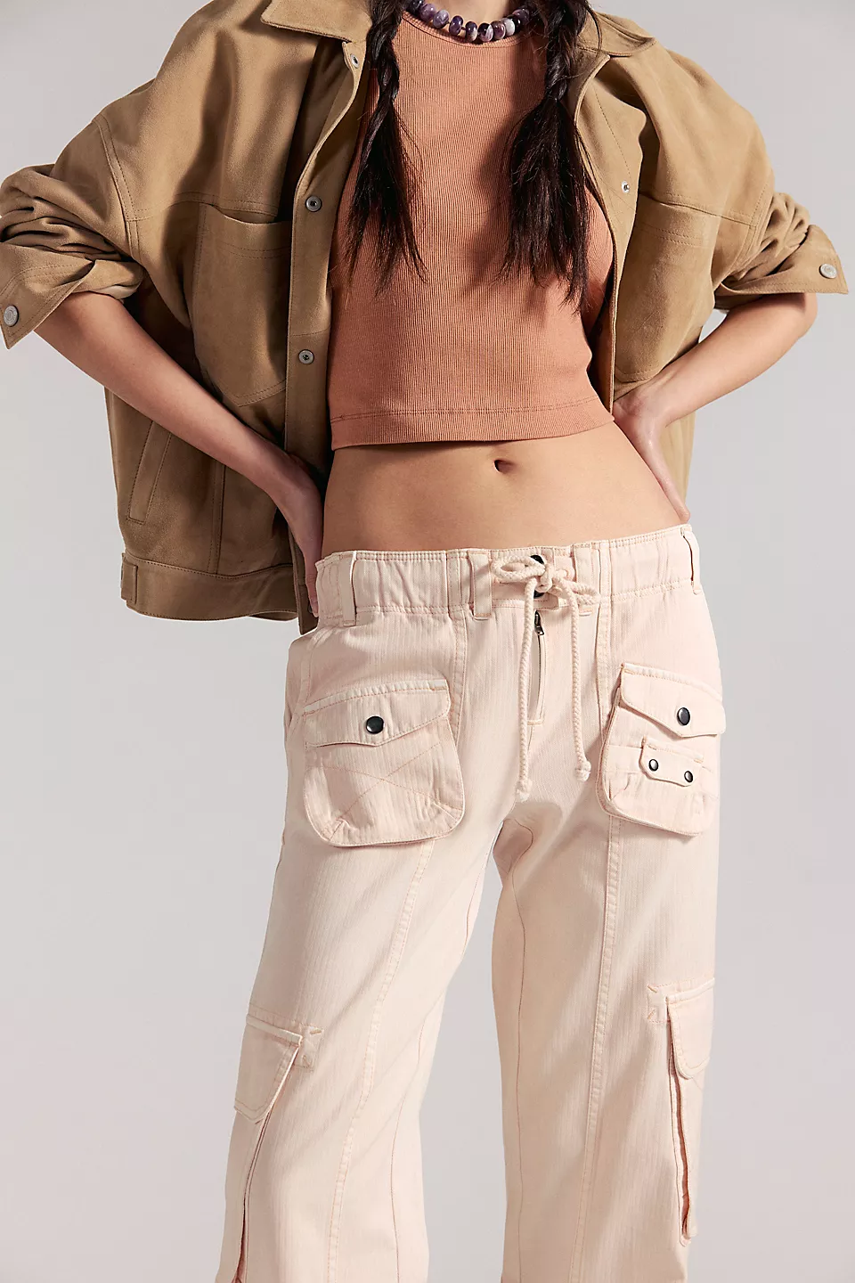 We The Free Tahiti Pull-On Cargo Pants-Pink Salt