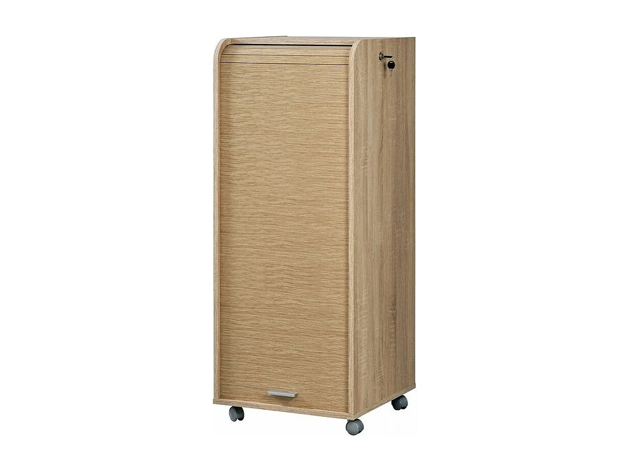 Grand caisson à rideau 3 tiroirs bois clair Orga 108cm