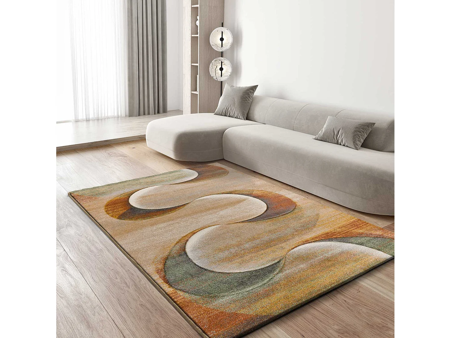 Tapis intérieur - abstrait - terracotta - 140 x 200 cm - LIBET