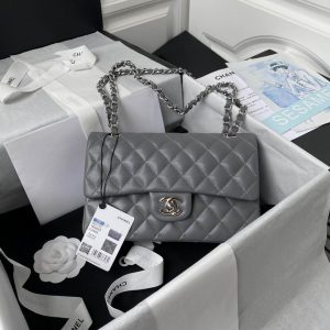 Chanel Classic Medium Blue Lambskin Rainbow Hardware – CB0311:1High-quality replica
