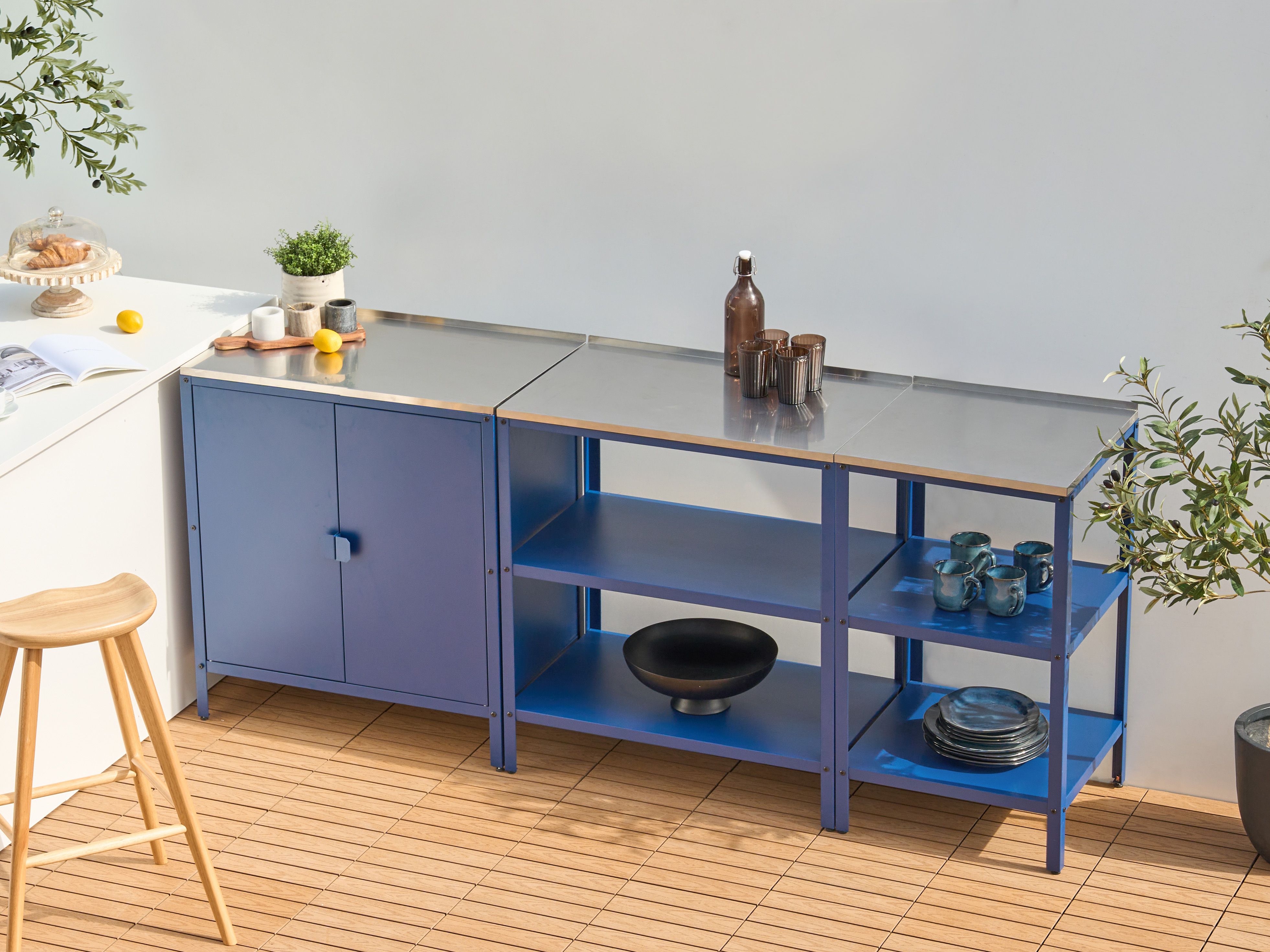 3 Piece Outdoor Kitchen Set VILAMA Metal Blue