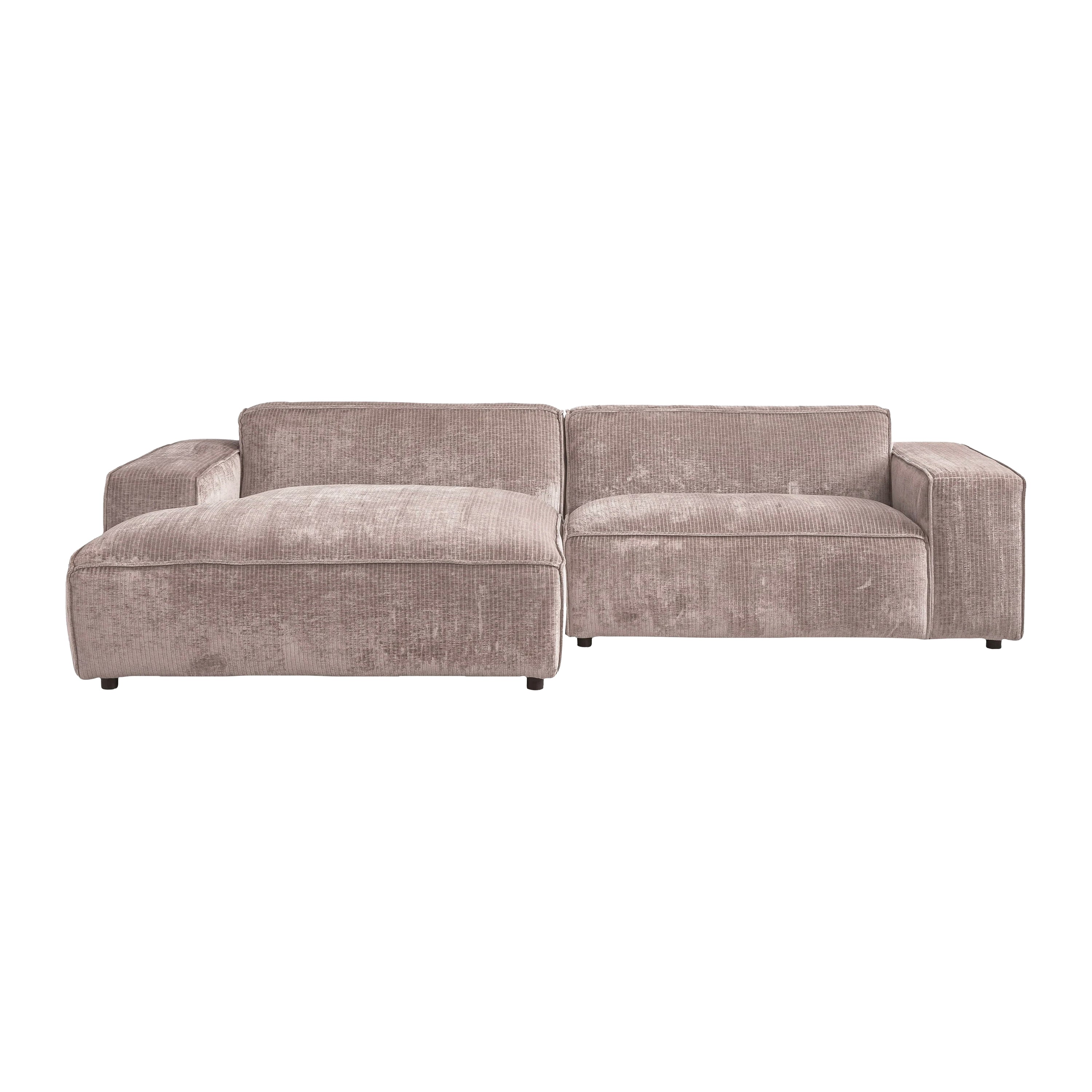 Blokker Chunky Hoekbank met Chaise Longue Links - Rib - Taupe