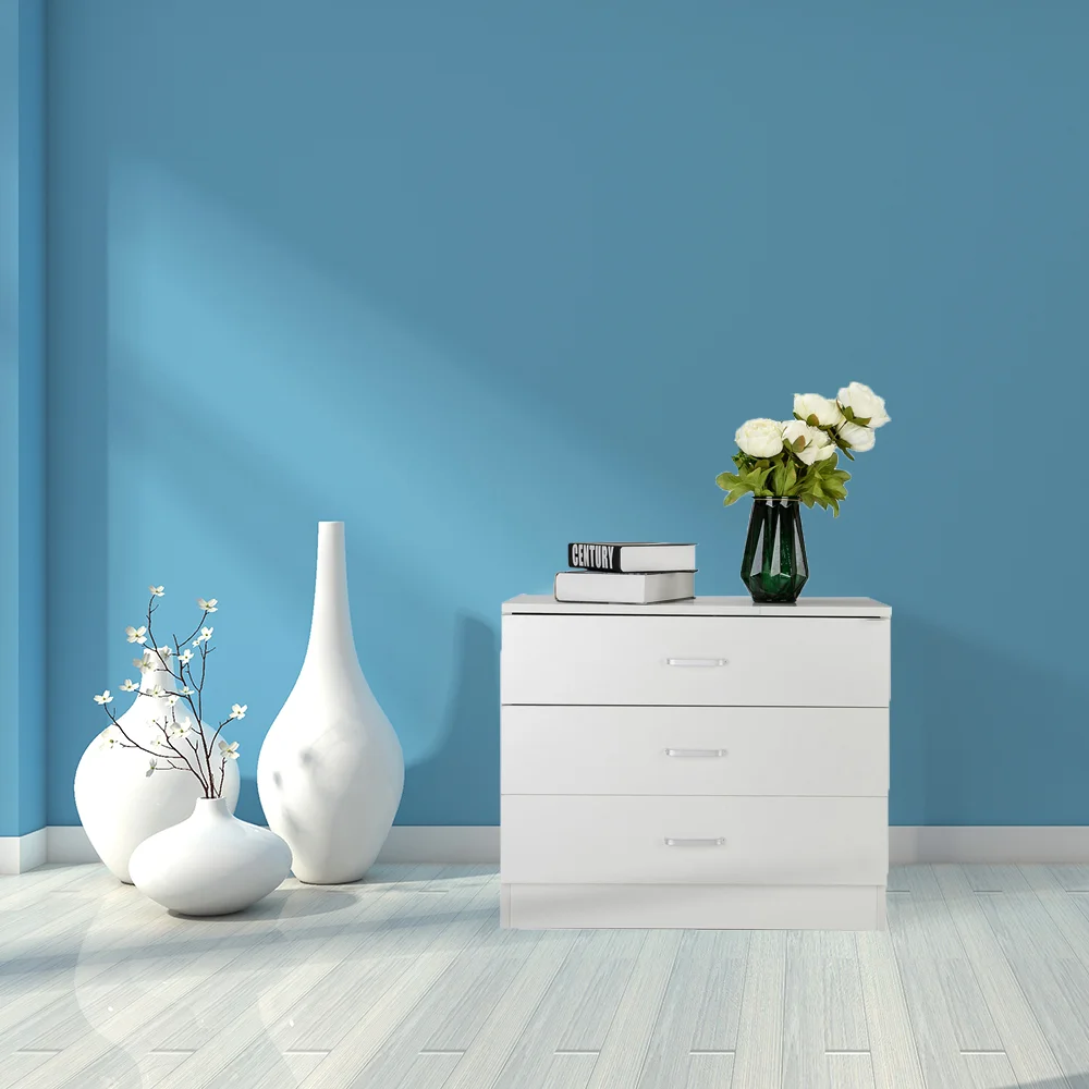 Wooden 3 Drawer Dresser, Chest of Drawers Bedside Table for Bedroom, Living Room, Office, Entryway Nightstand