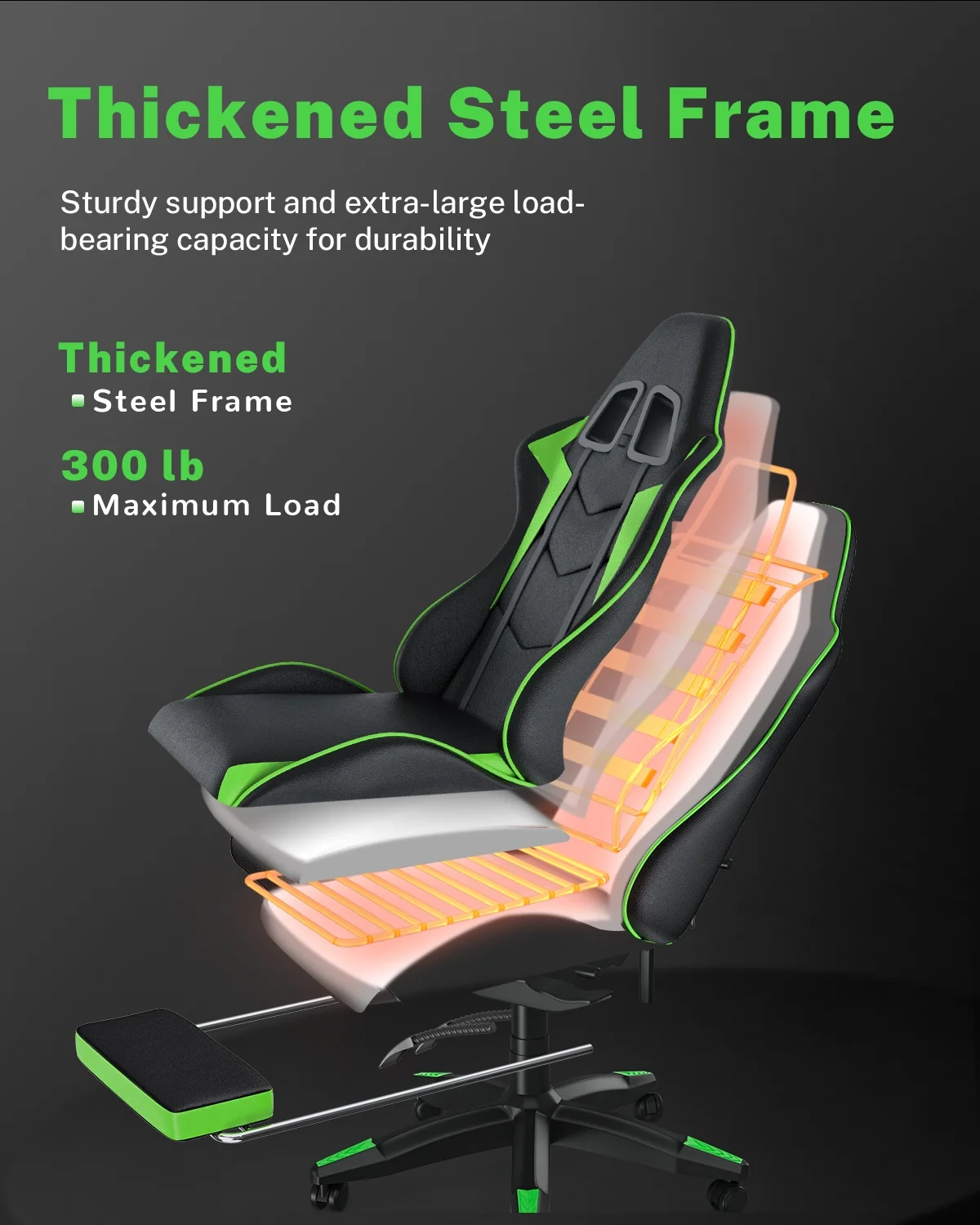 Bigzzia Gaming Chair with Footrest, Gaming Chair for Adult with Headrest and Lumbar Support,Red - Image 78