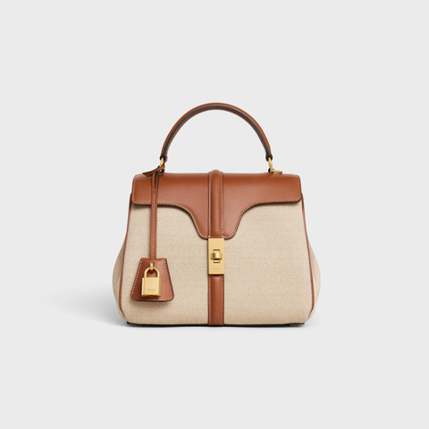 Replicate SMALL 16 BAG IN TEXTILE AND NATURAL CALFSKIN NATURAL / TAN(1:1 replica)1:1High-quality replica