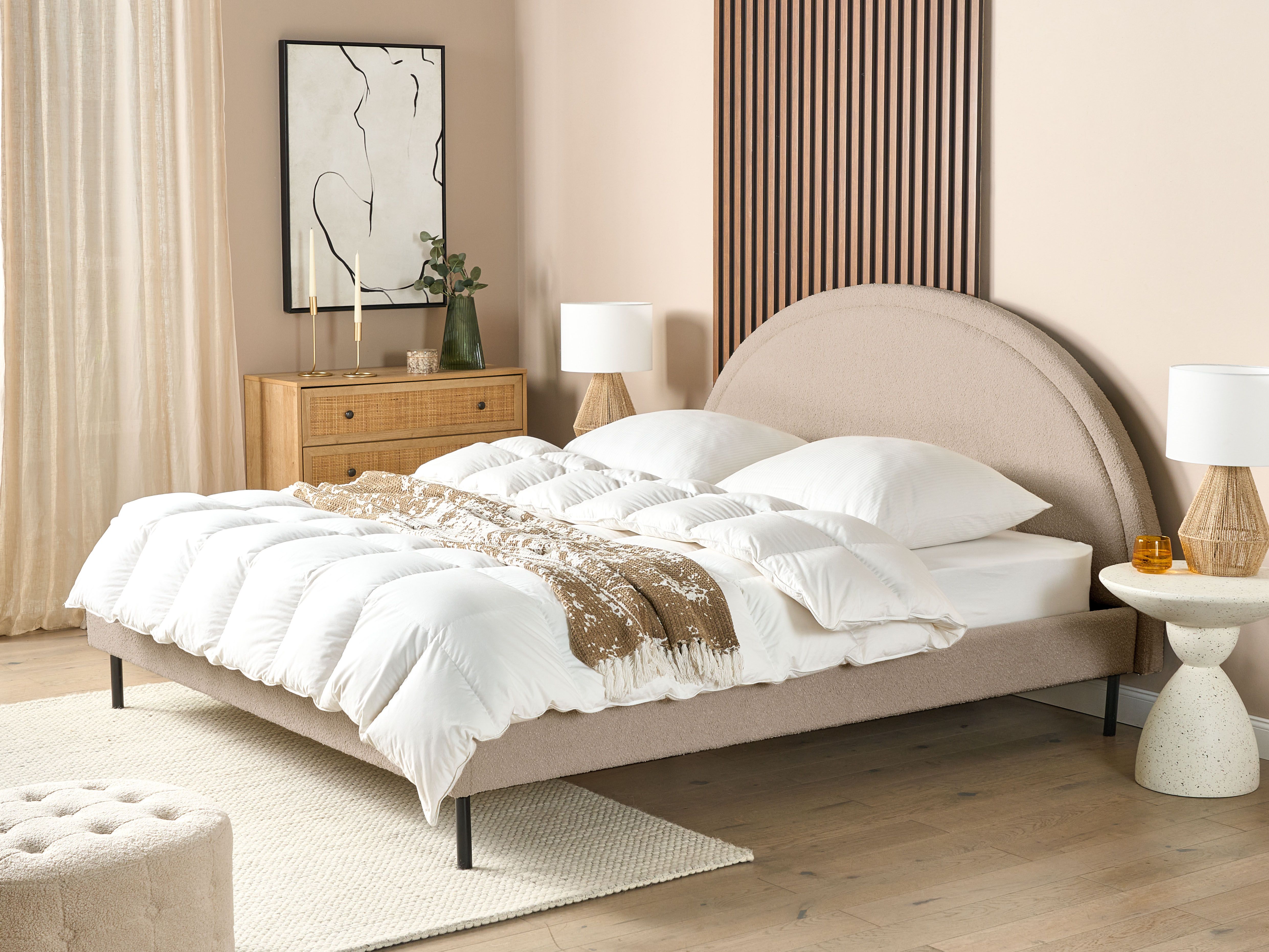 Bed Boucle MARGUT 180 x 200 cm (EU Super King) Beige