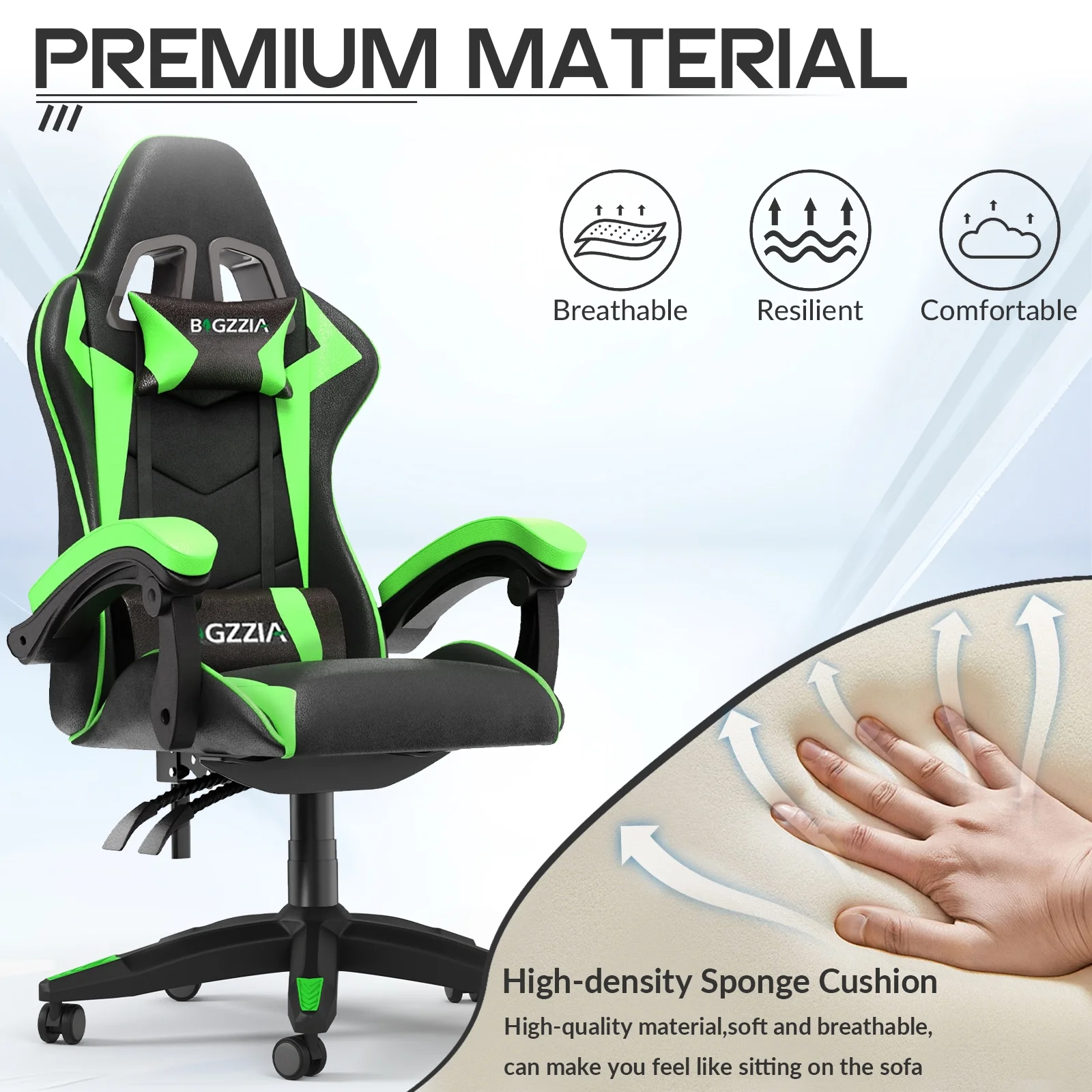 Bigzzia Gaming Chair with Footrest, Gaming Chair for Adult with Headrest and Lumbar Support,Red - Image 69