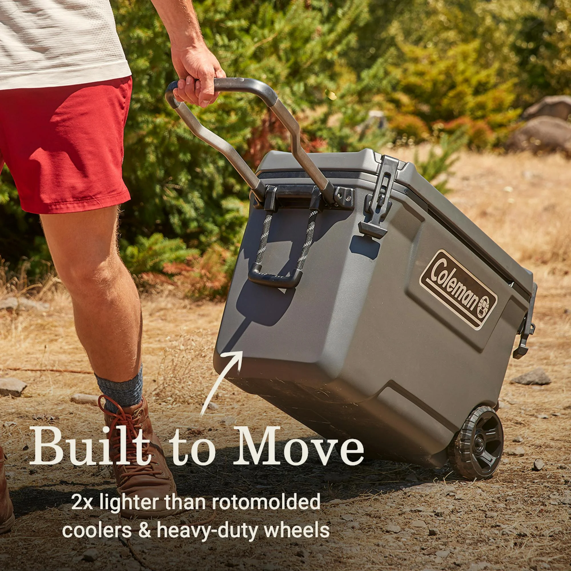Coleman Convoy Series 65-Quart Hard Cooler with Wheels, up to 48 Cans, Brown Walnut Color - Image 10