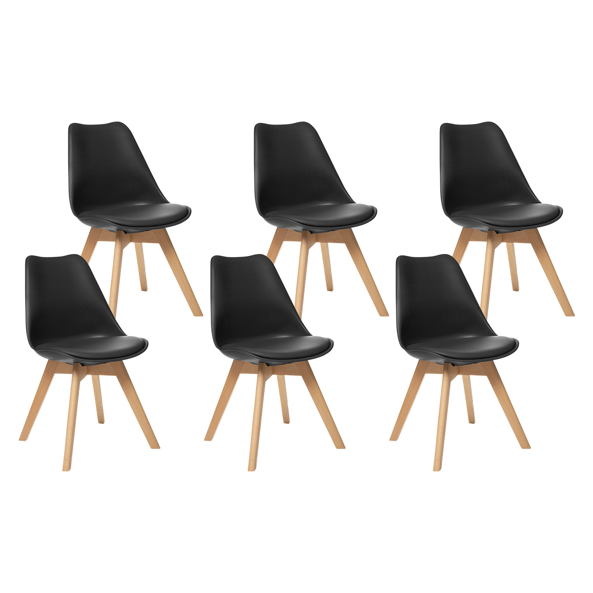 Set of 6 chairs "Baya" Beech, black