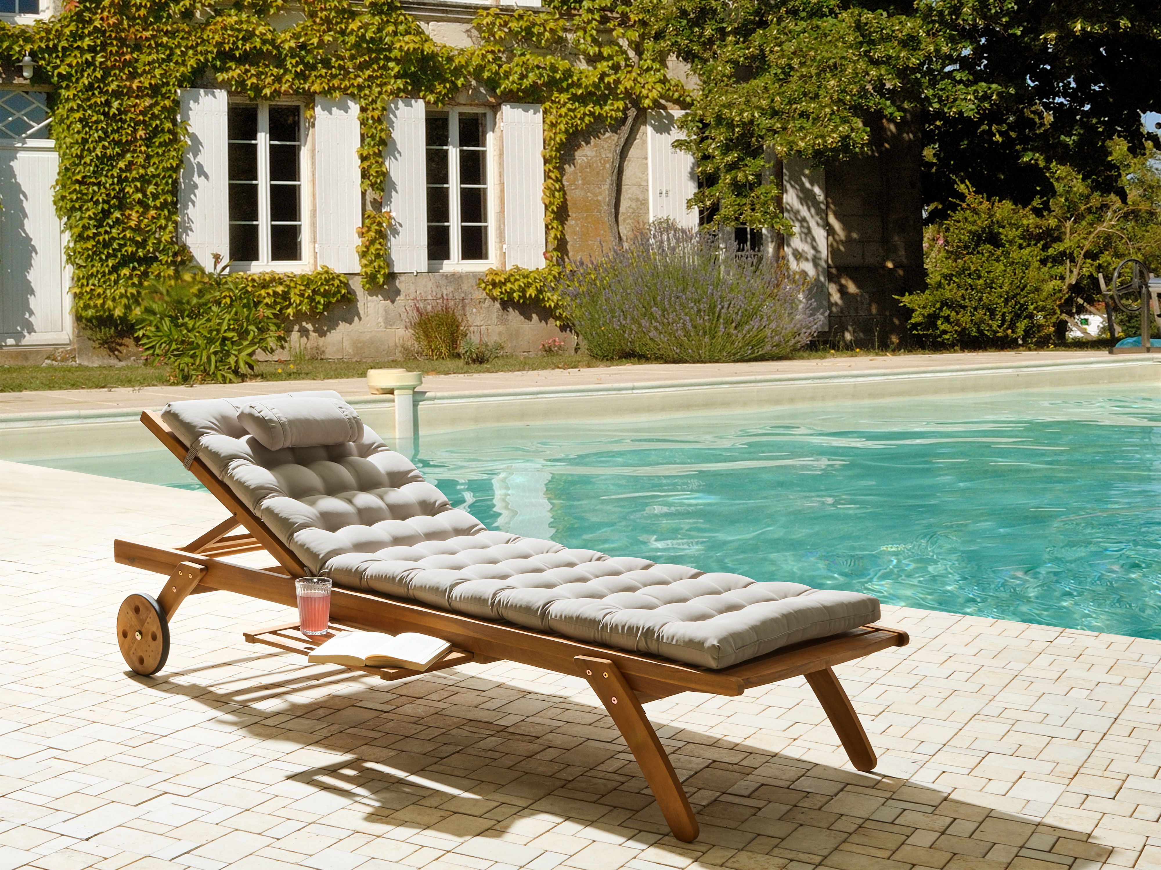 Sun Lounger Pad Cushion CESANA PREMIUM Taupe