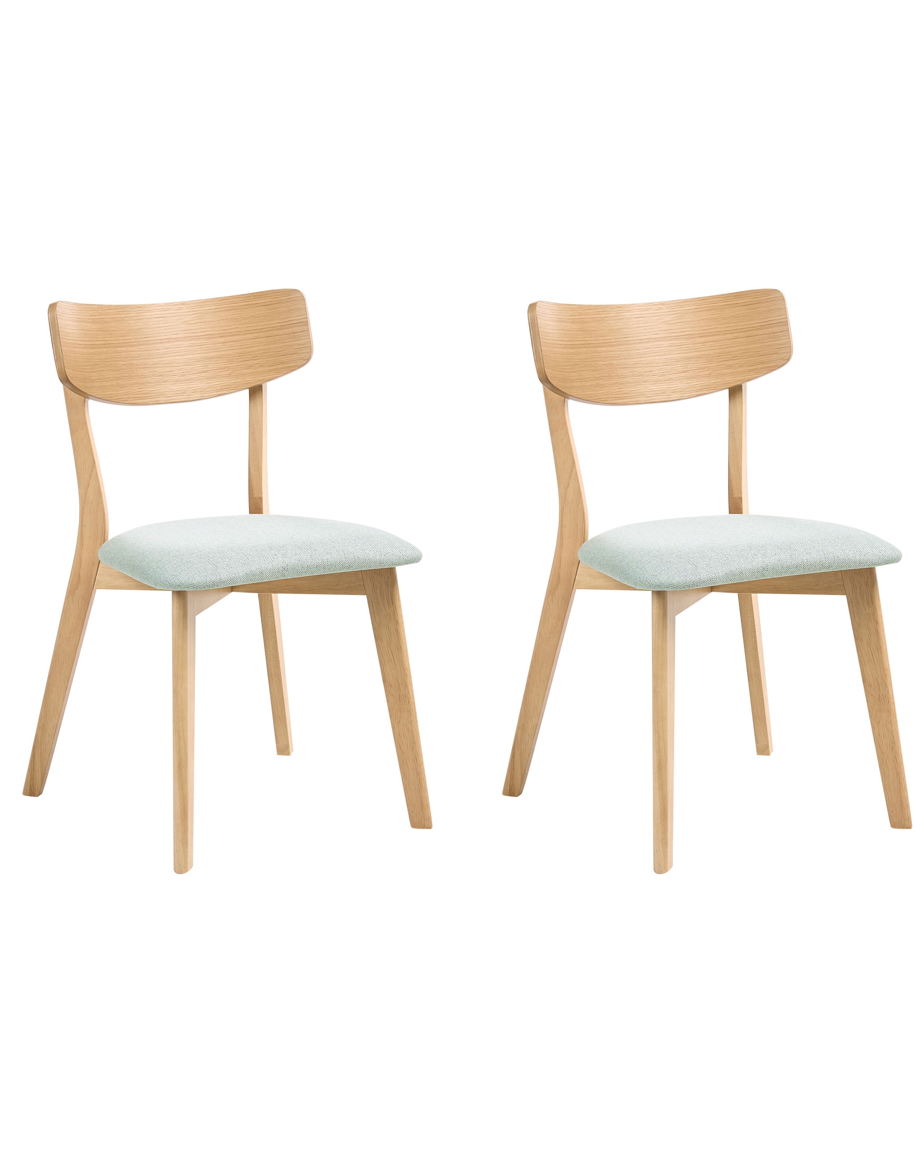 Set of 2 Dining Chairs HOPE Wood Light Brown/ Mint
