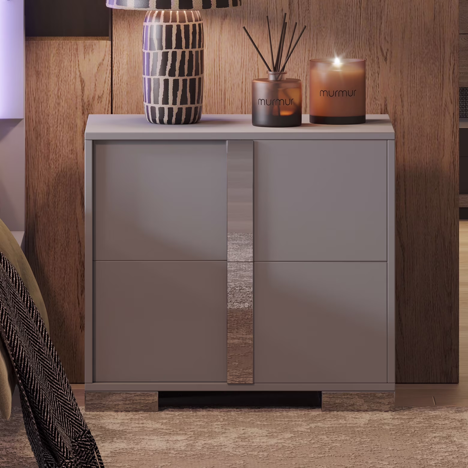 Elegant Nightstand with Metal Handle, Mirrored Bedside Table with 2 Drawers for Bedroom, Living Room, End Sofa Side Table for Living Room, Office, White - Image 5