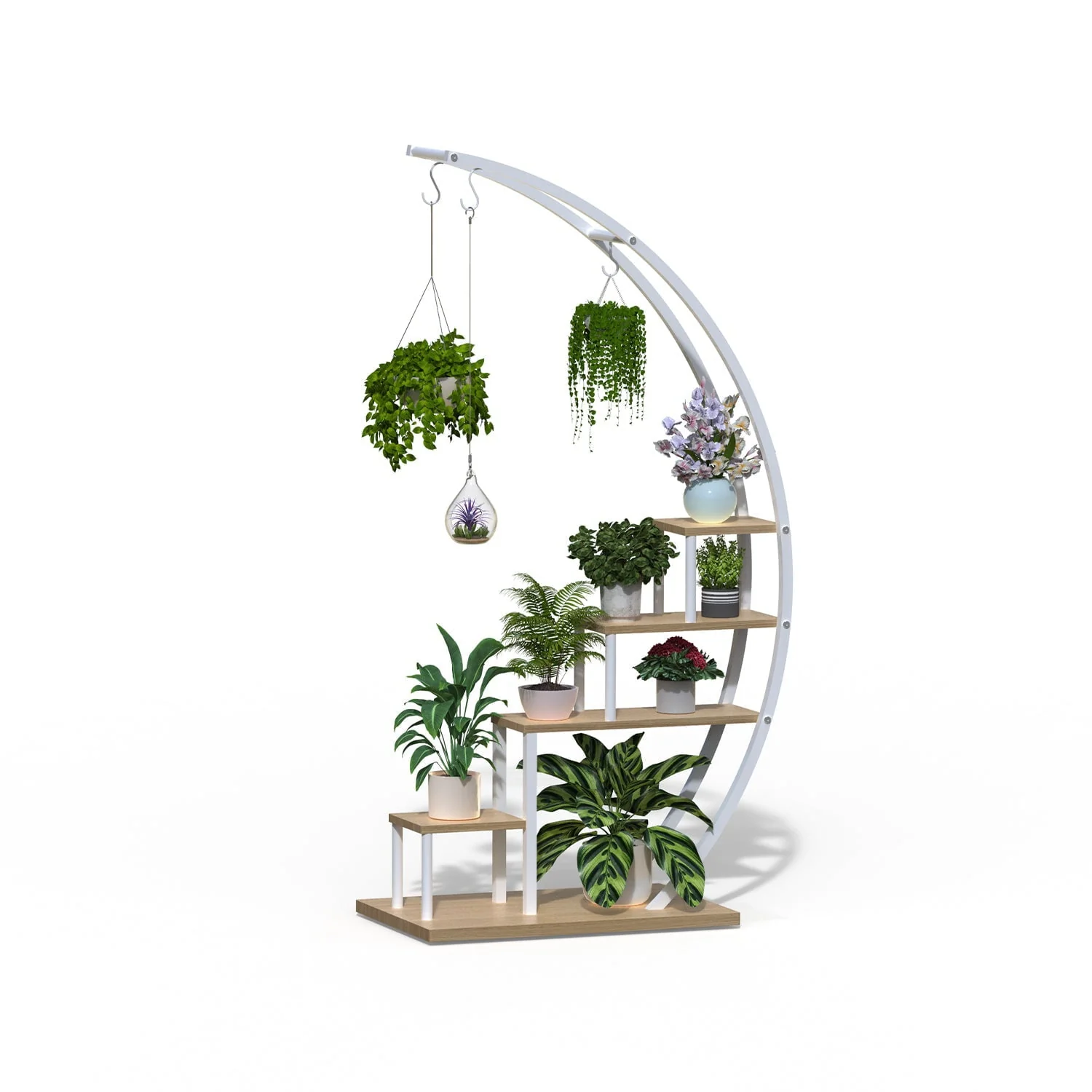 5 Tier Metal Plant Stand Indoor Curved Circular Display Book Shelf Storage - Image 8