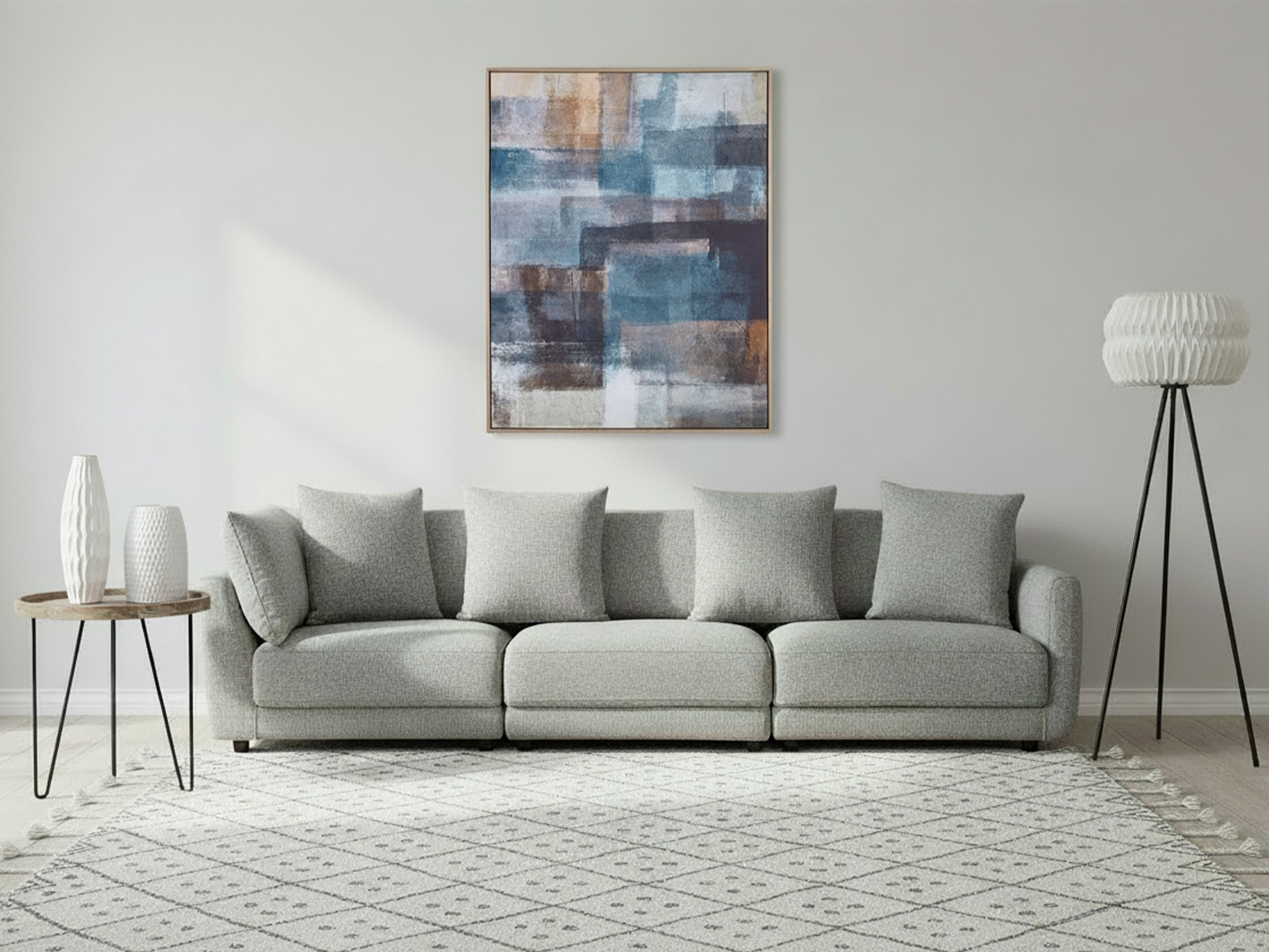 Sofa 3 Seater SIGTUNA Fabric Light Grey