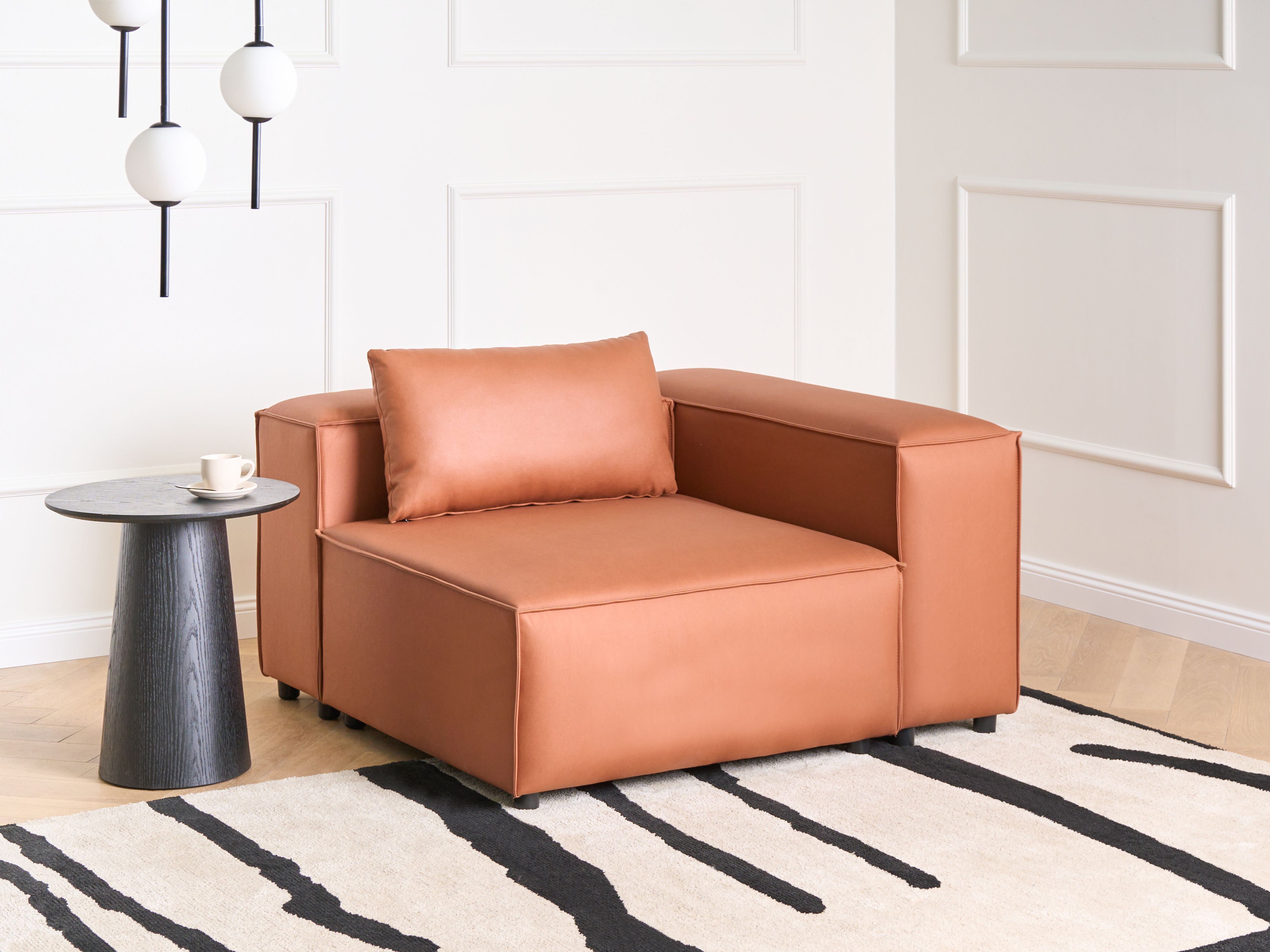 Corner Seat BRANDE Faux Leather Golden Brown Symmetrical