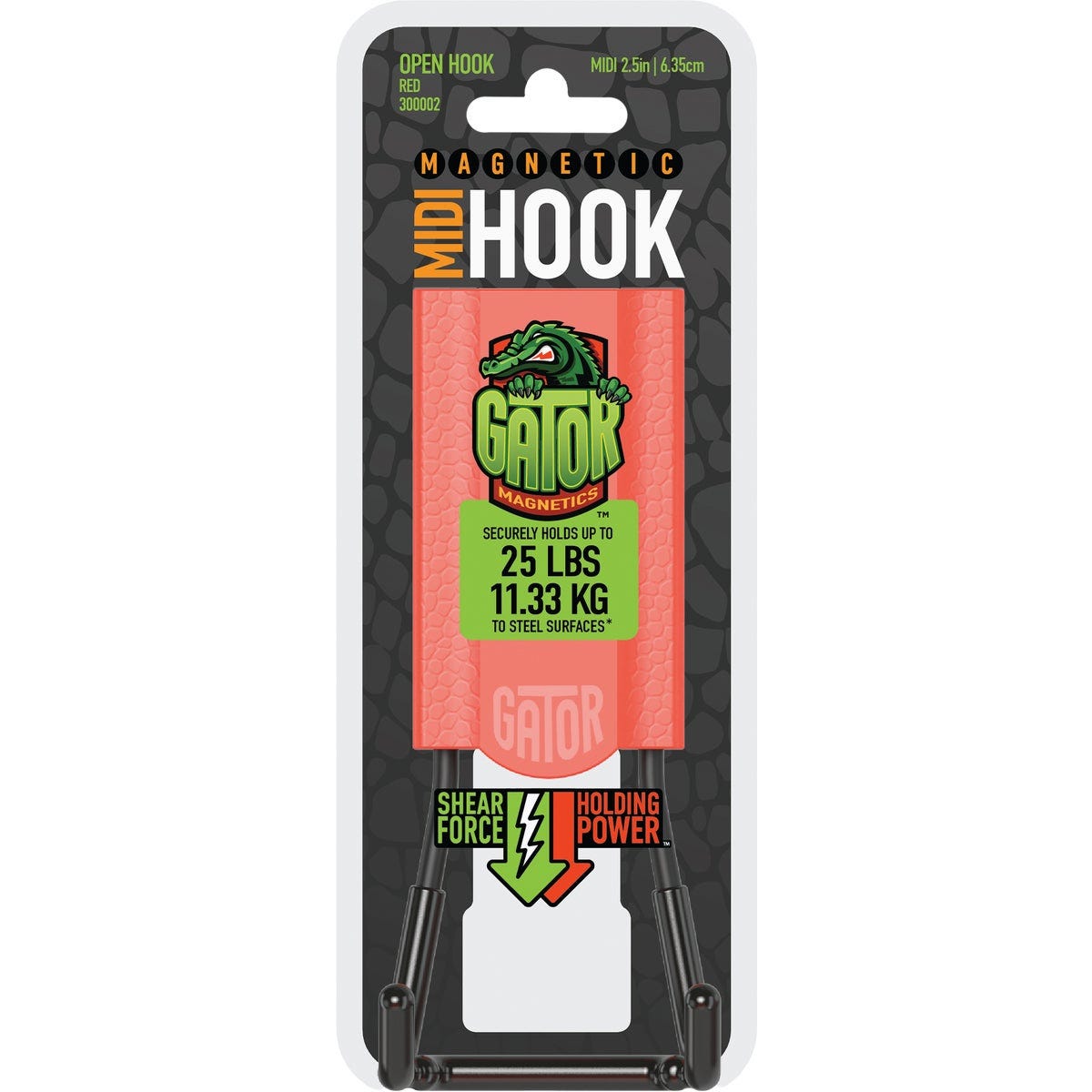 Gator Magnetics MIDI 2.5 In. Red Open Magnetic Hook, 25 Lb. Capacity