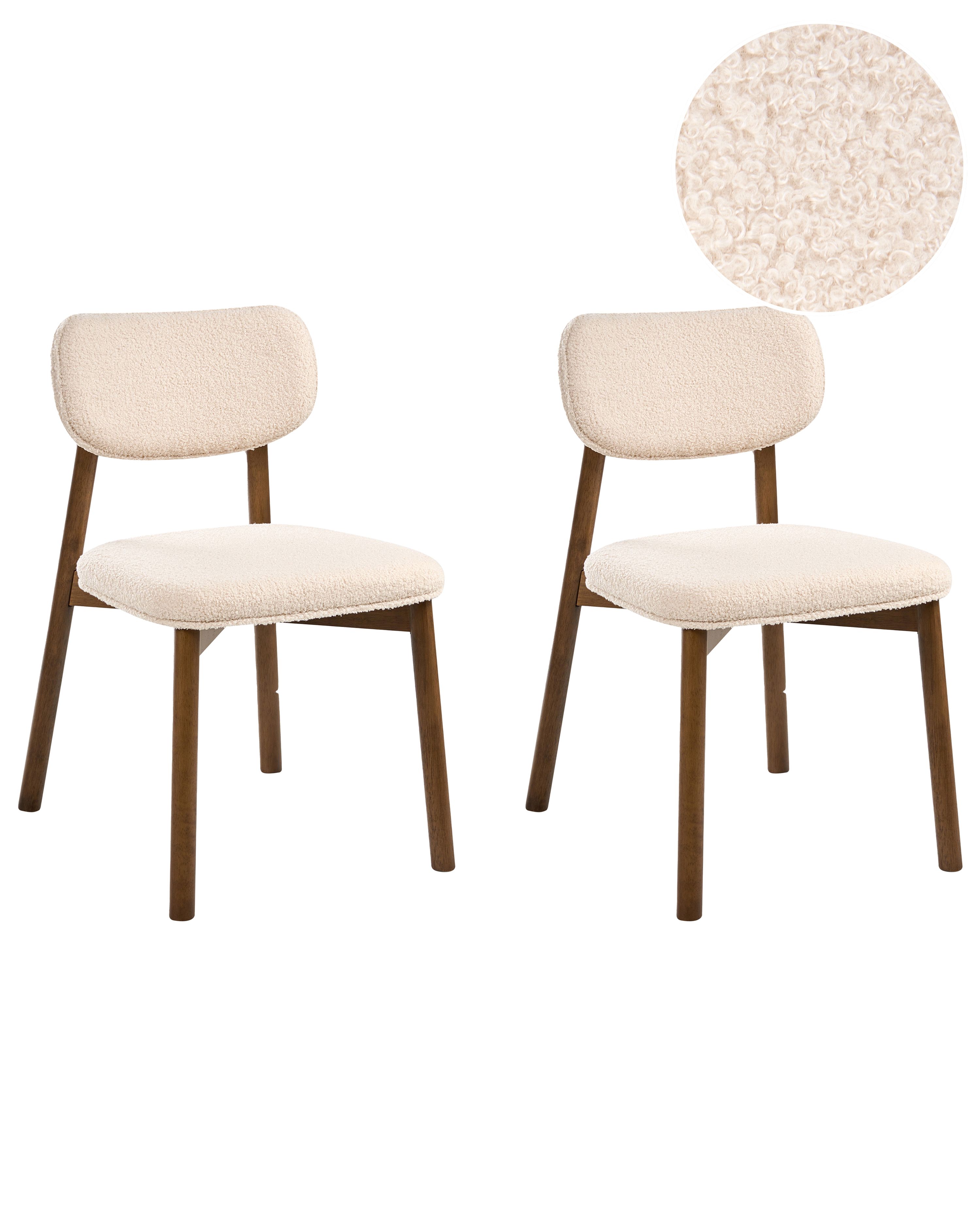 Set of 2 Dining Chairs MILLS Boucle Dark Brown/ Beige