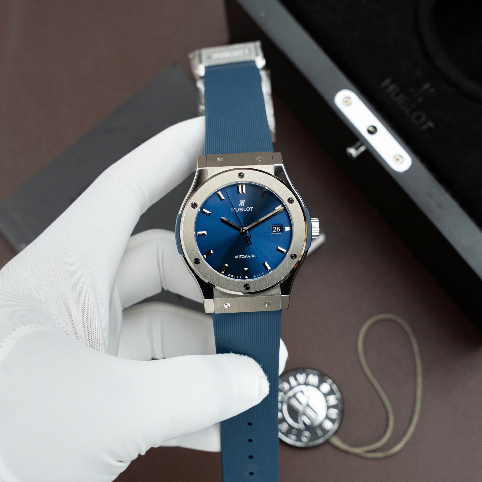 Hublot Classic Fusion Titanium Blue Replica Watch Movement SW300 Rubber Strap 42mm - Top club