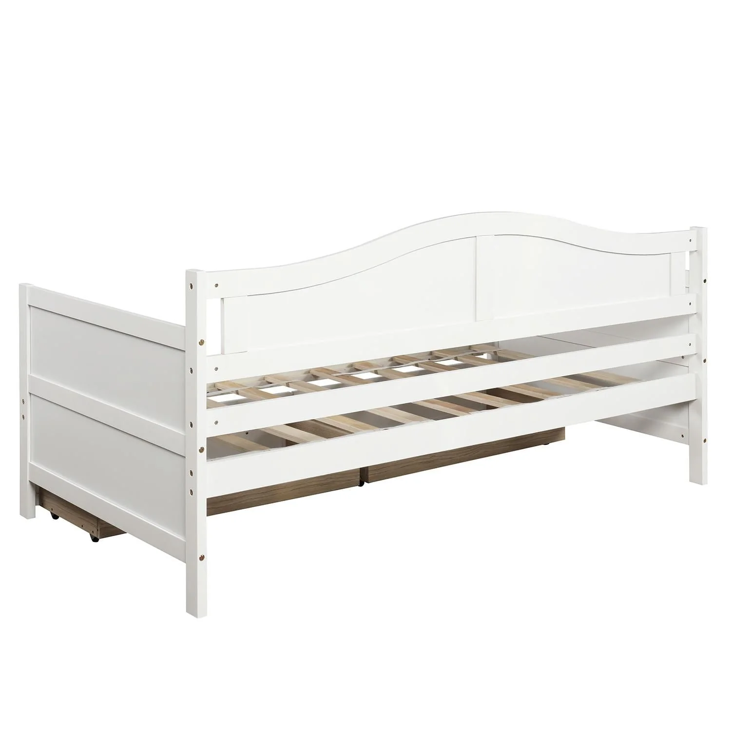Twin Daybed with 2 Storage Drawers, Indoor Outdoor Sofa Day Bed Frame for Bedroom Living Room, White 78.2x42.3x35.4inch - Image 7