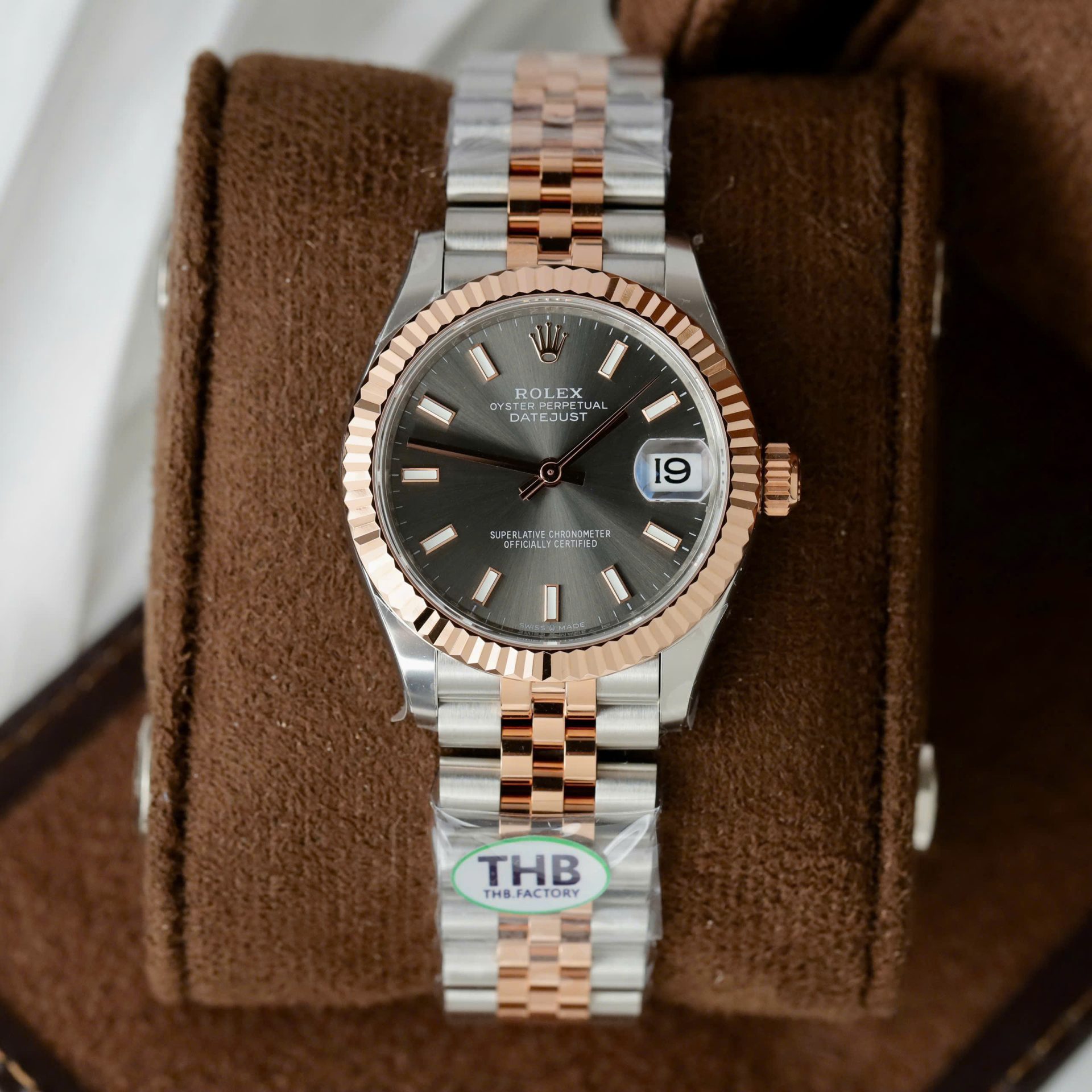 Rolex DateJust Imitation Luxury Watches Gray Dial Jubilee Strap THB Factory 31mm - Elite Watch Atelier