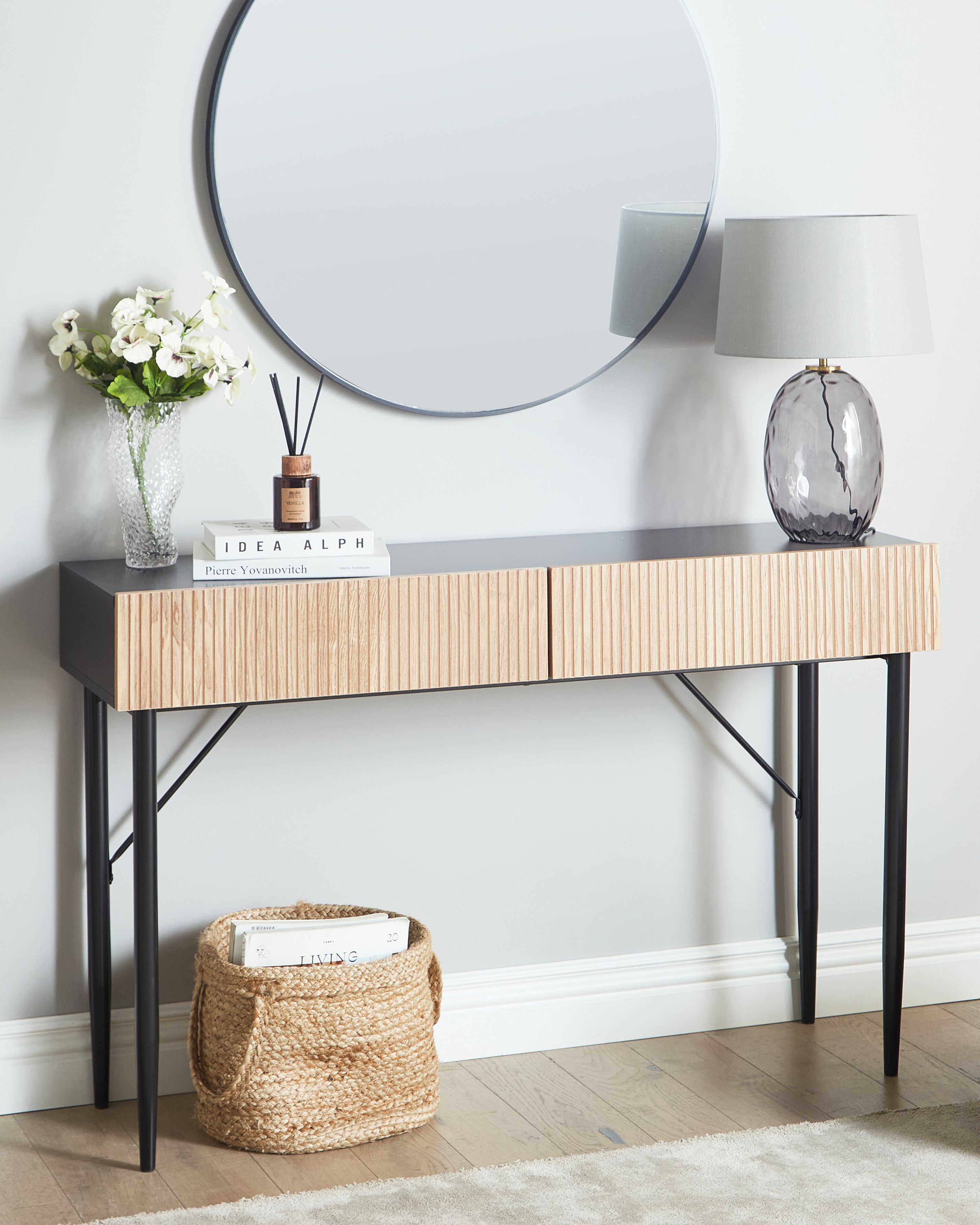 Console Table BLYTHE Natural Ash Wood Black