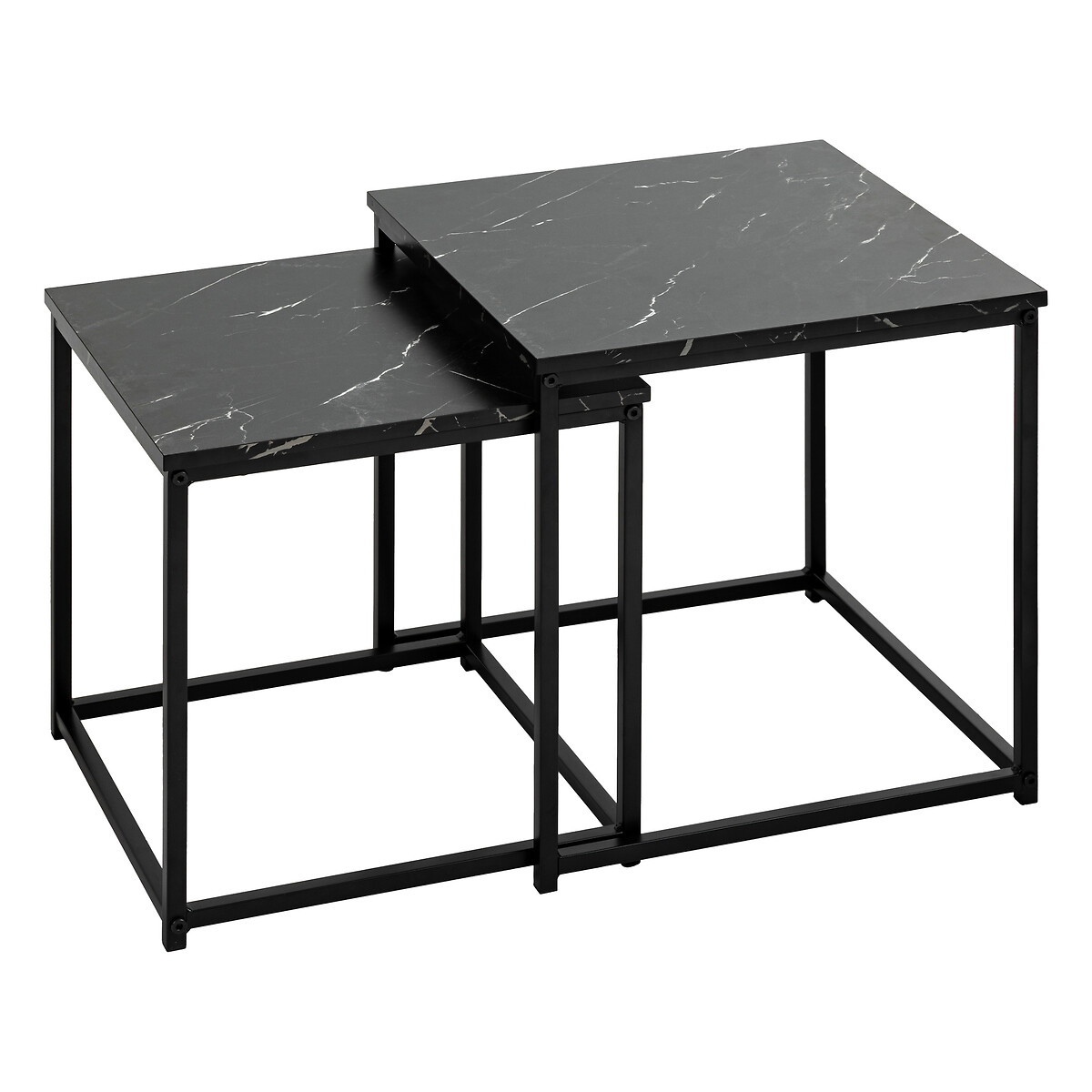 Set of 2 coffee tables "Jones" Black marble effect, L.37/33 cm