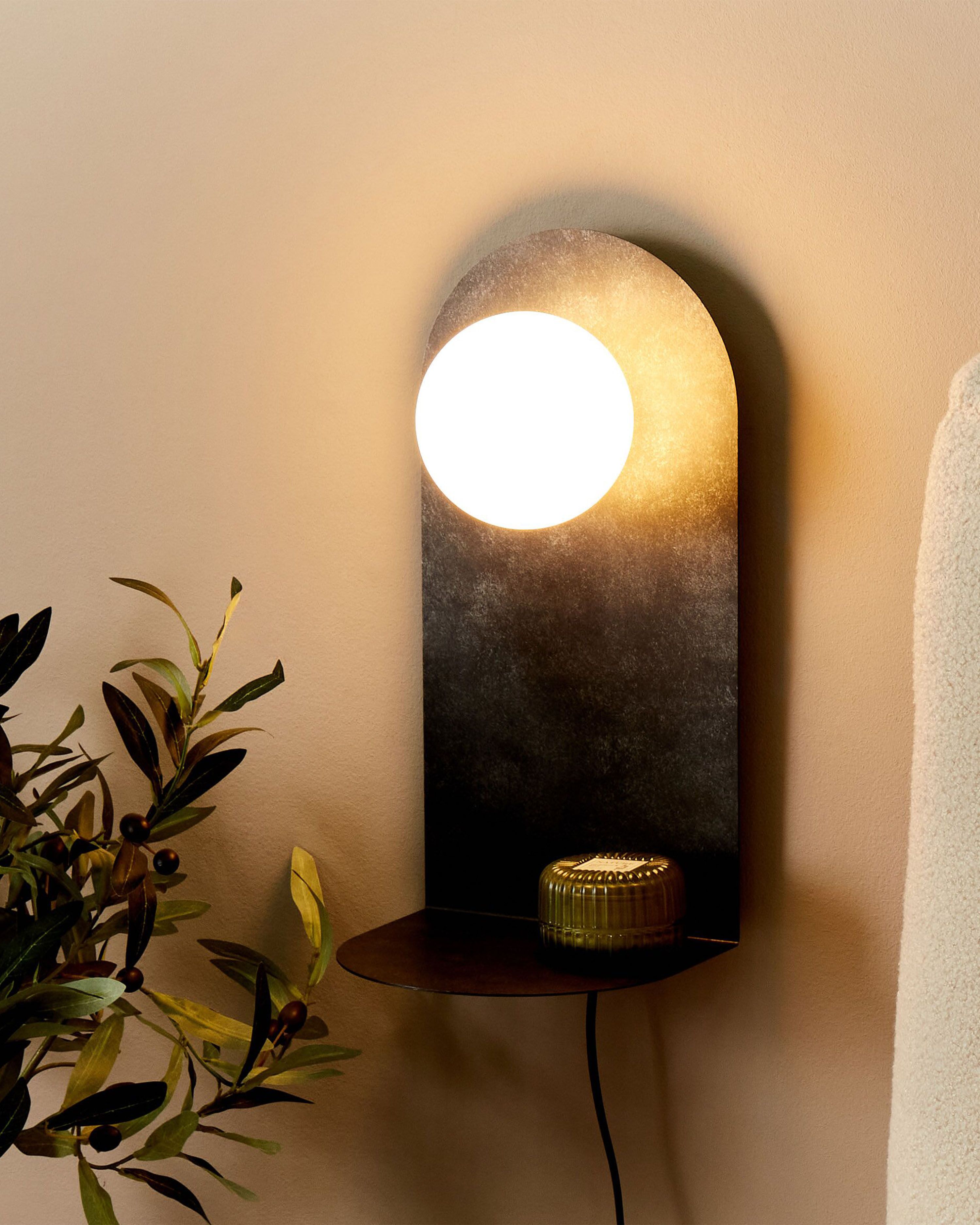 Wall Lamp MAPI with Shelf Metal Graphite Grey