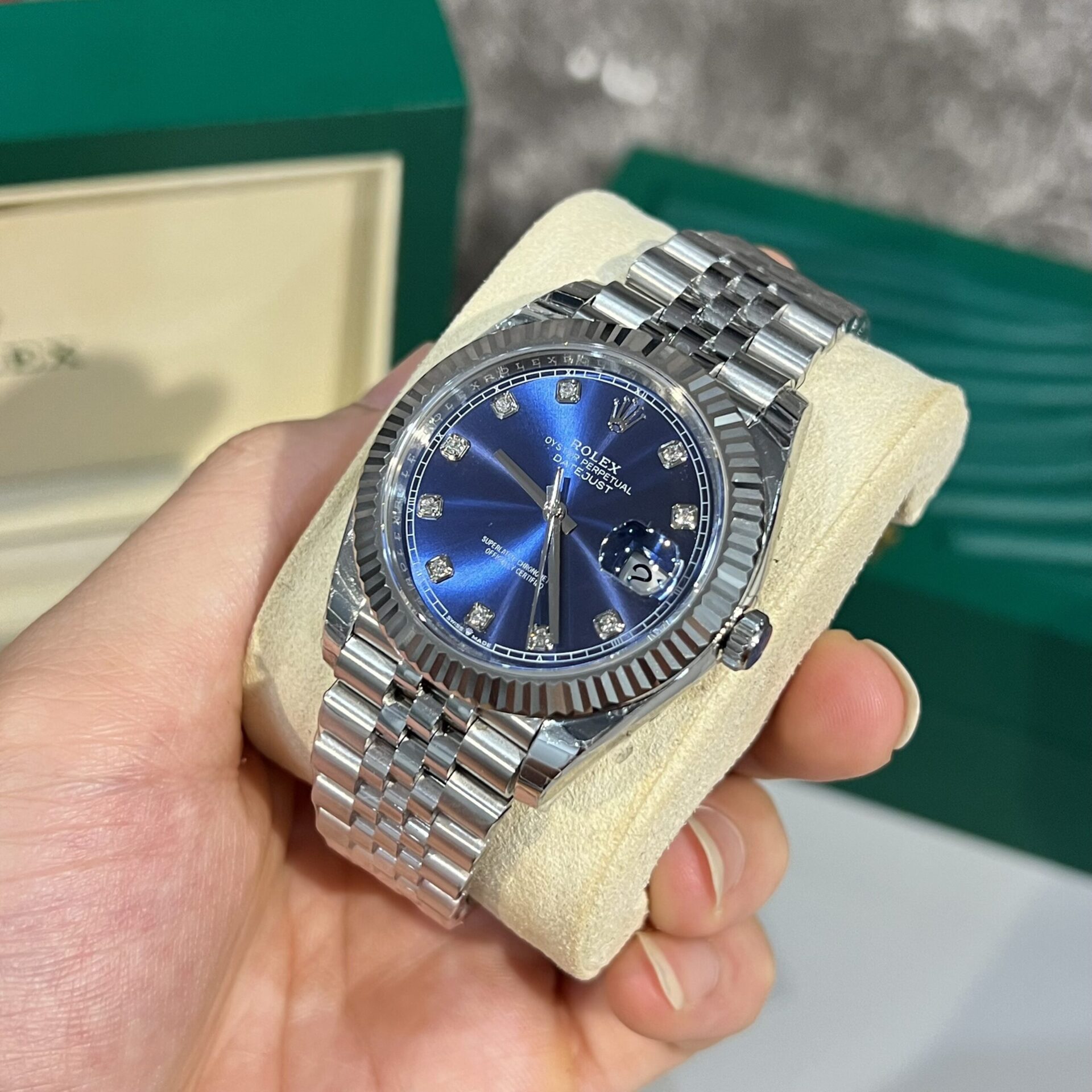 Rolex DateJust Blue Dial Jubilee Strap Rep 11 Watch EW Factory 41mm - Elite Watch Atelier