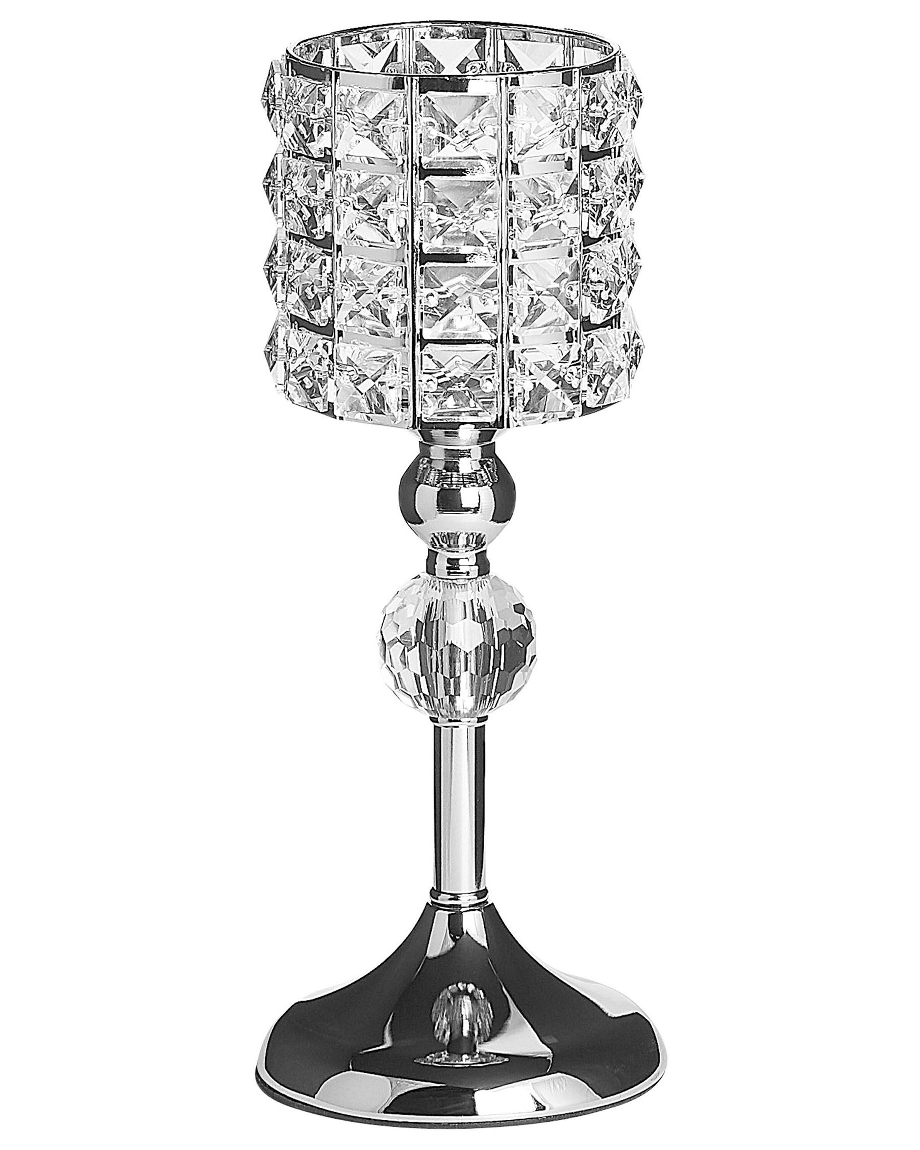 Candle Holder AVORD Glass 33 cm Silver