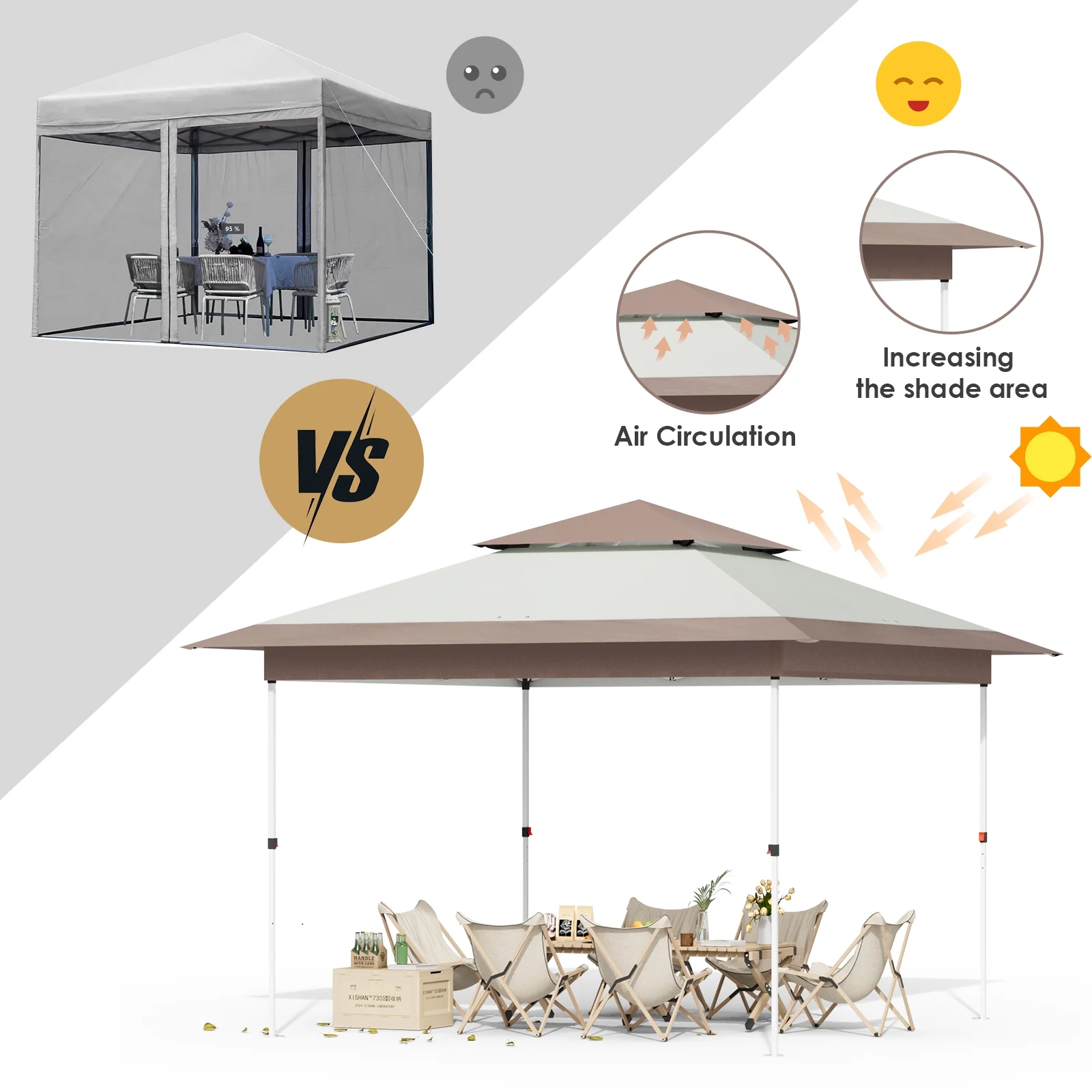 Pirecart 12' x 12' Pop-up Canopy Tent Waterproof Outdoor Gazebo Shelter with Wheeled Bag, Instand Canopy , White - Image 37
