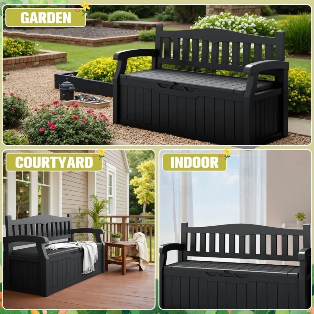 Devoko 82 Gallon Outdoor Storage Bench And Deck Box - Image 2 Devoko 82 Gallon Outdoor Storage Bench And Deck Box - Image 2