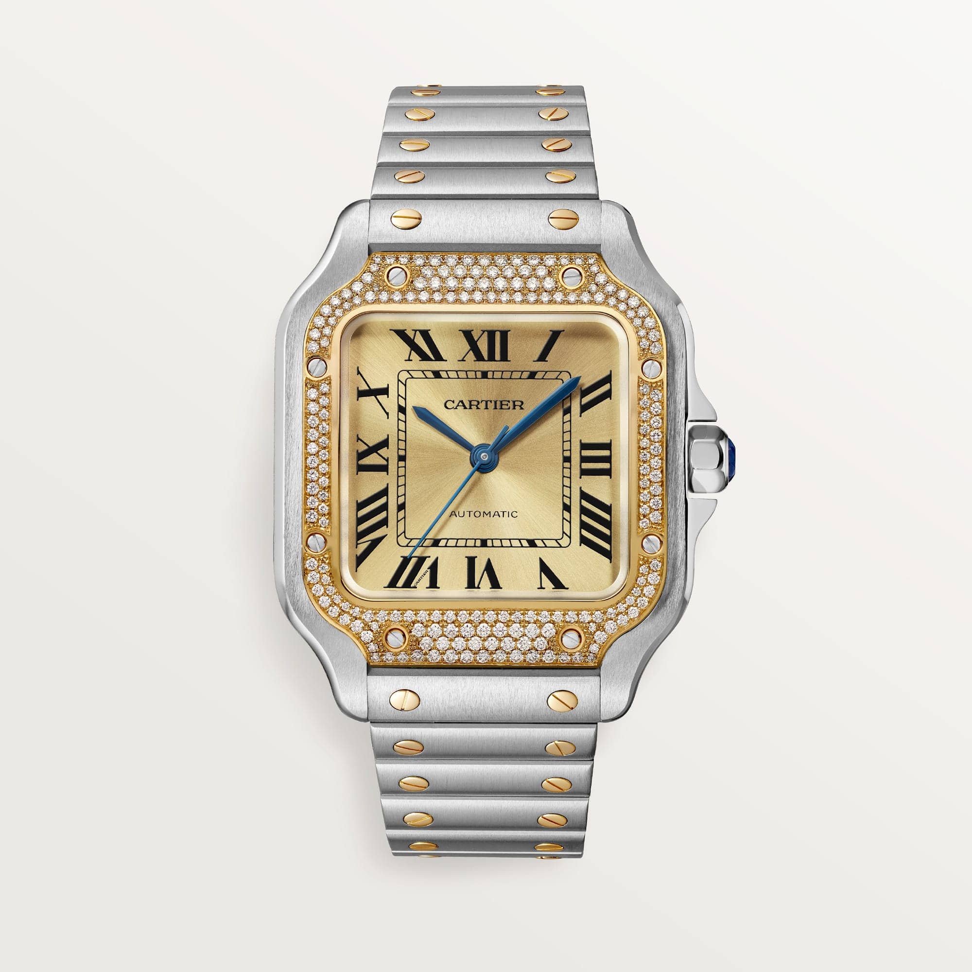 fake cartier watch Santos medium model Manufacture mechanical movement with automatic winding caliber 1847(1:1 replica) - Top club