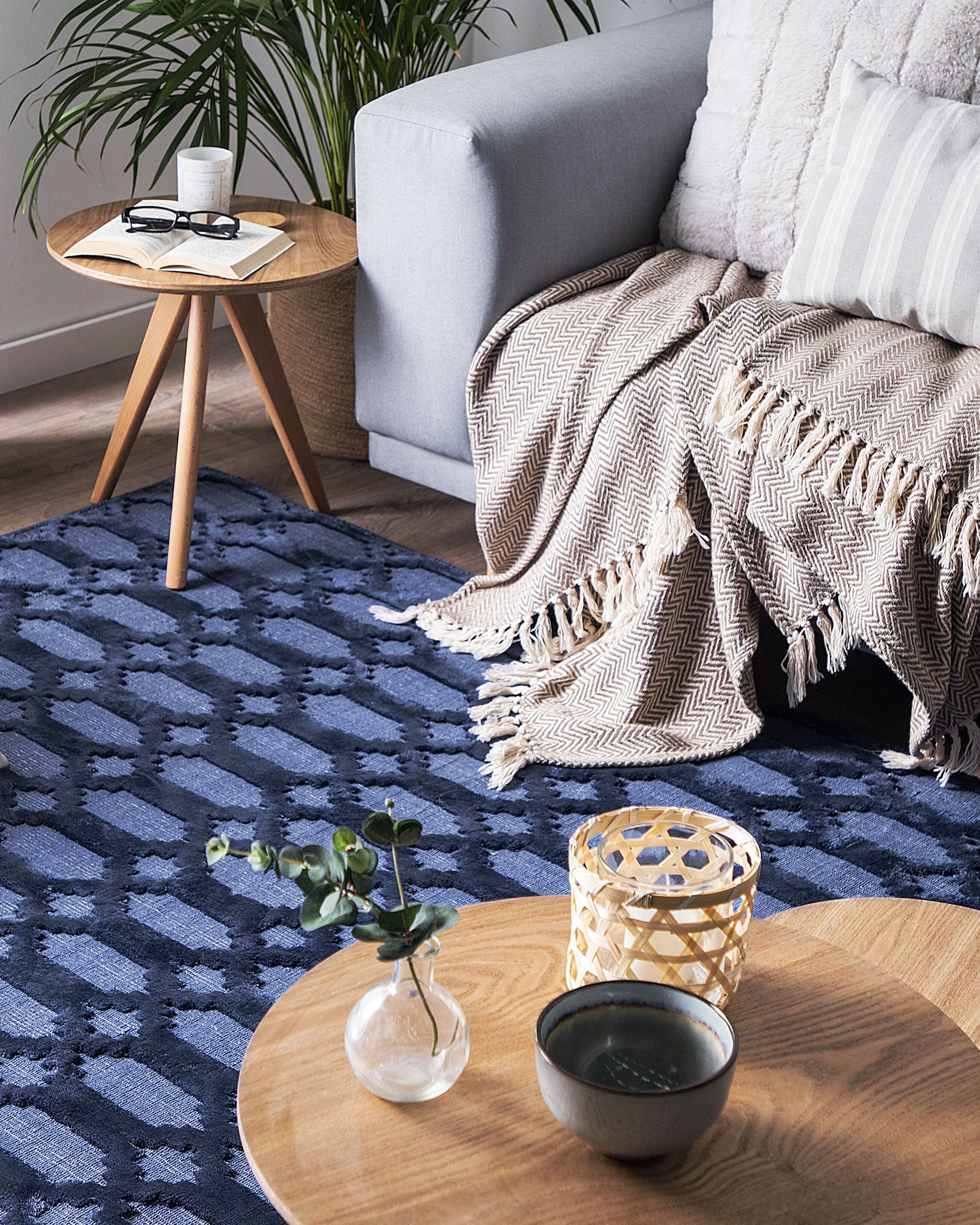 Rug CIZRE Navy Blue 140 x 200 cm Viscose
