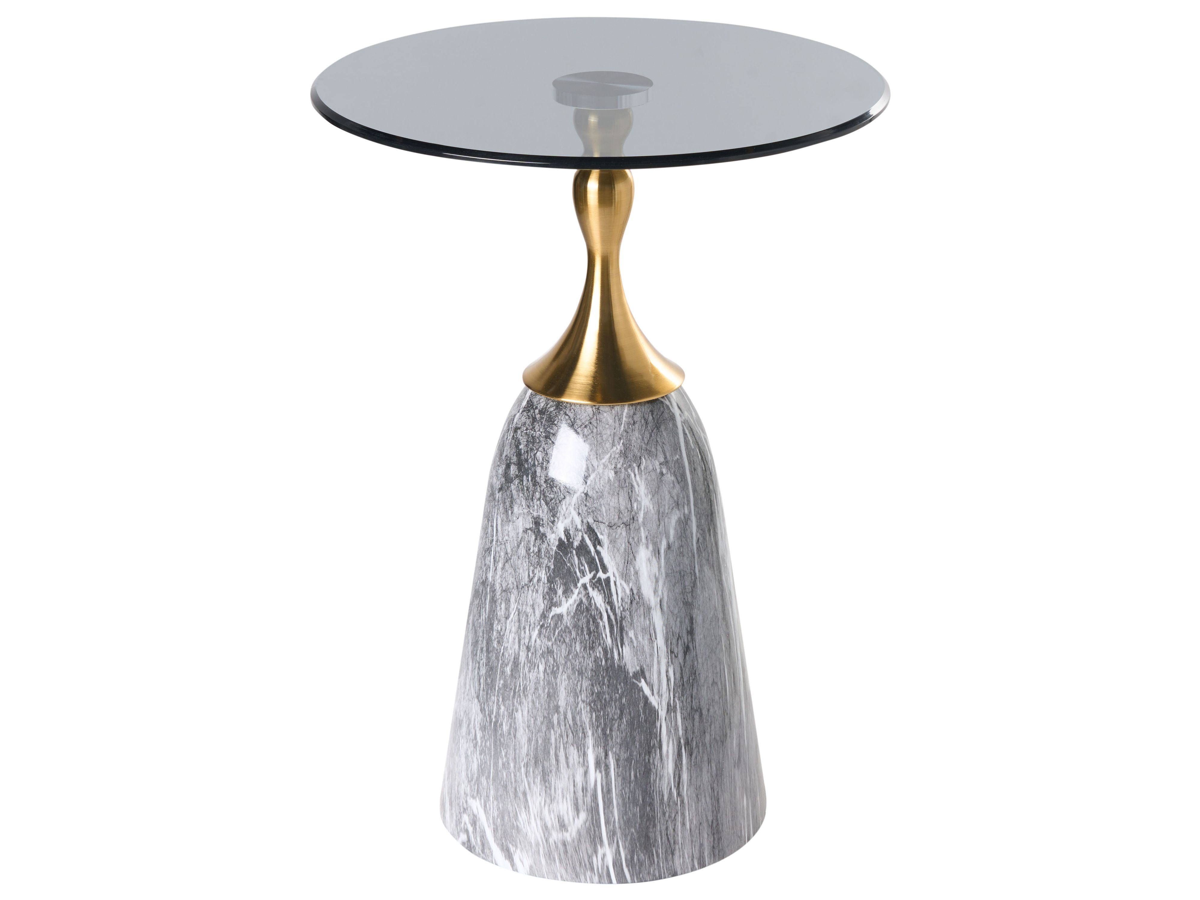 Side Table CARTER Tempered Glass Grey Marble