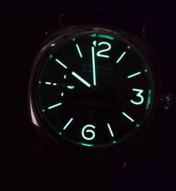 Replica Panerai PAM380 Black Dial Genuine Black Leather Strap A6497 - Top club