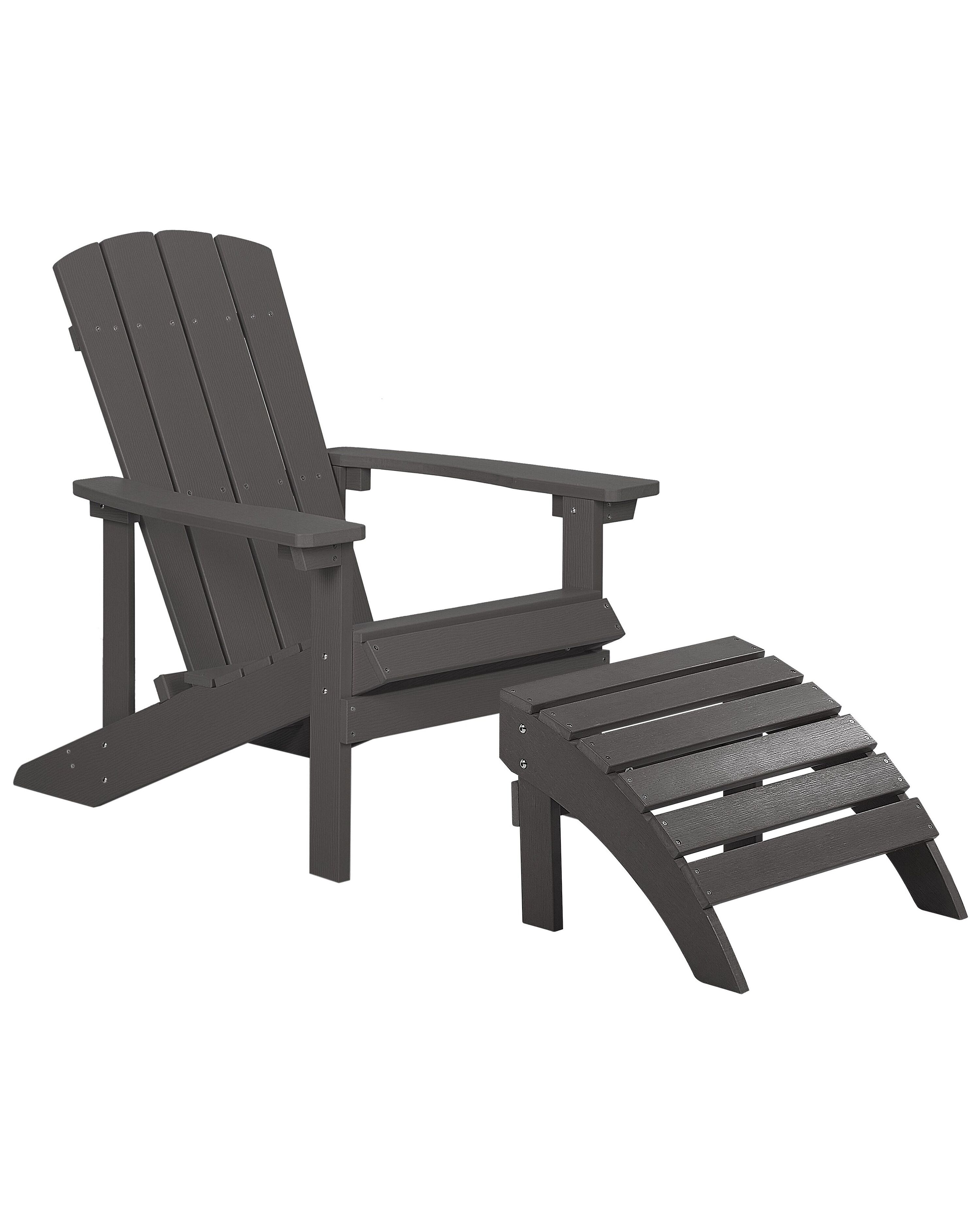 Garden Chair ADIRONDACK with Footstool Dark Grey