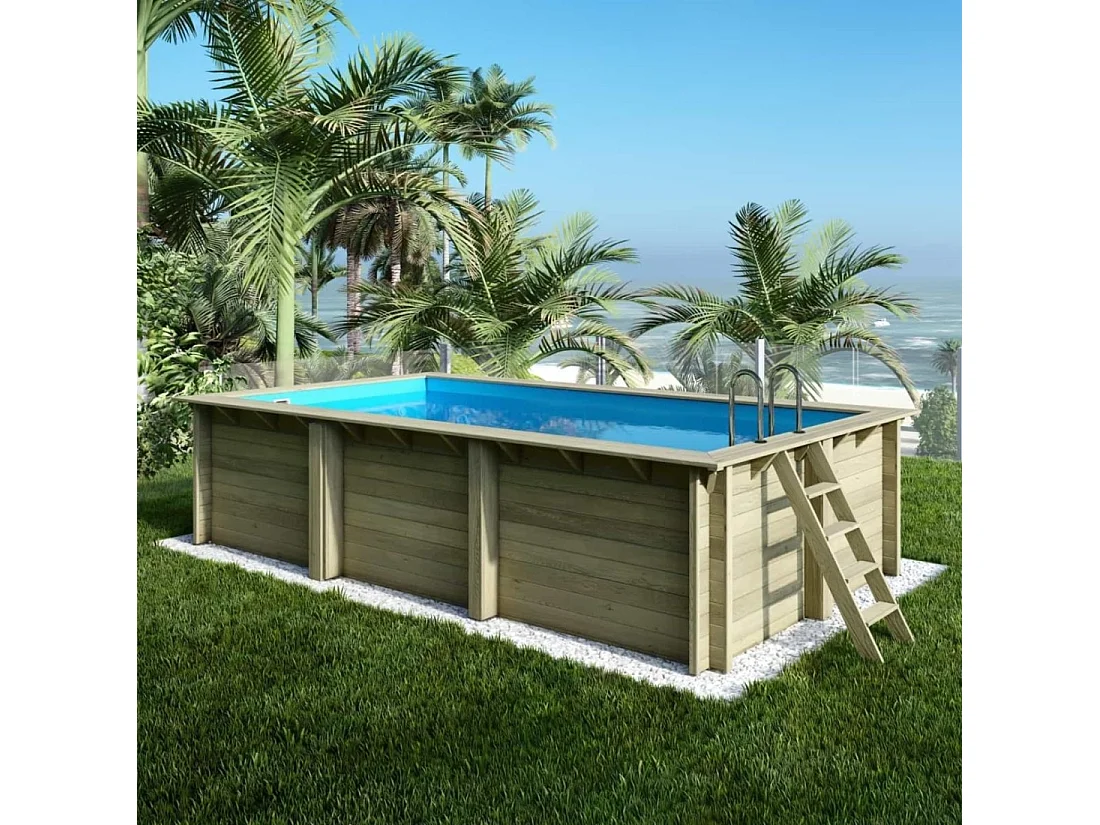 Piscine en bois AQUA 6.1 x 2.85 - H.1.31 m, bleu pâle, cadre en métal - sans dalle - BAS7307OSPU - ALTANKA