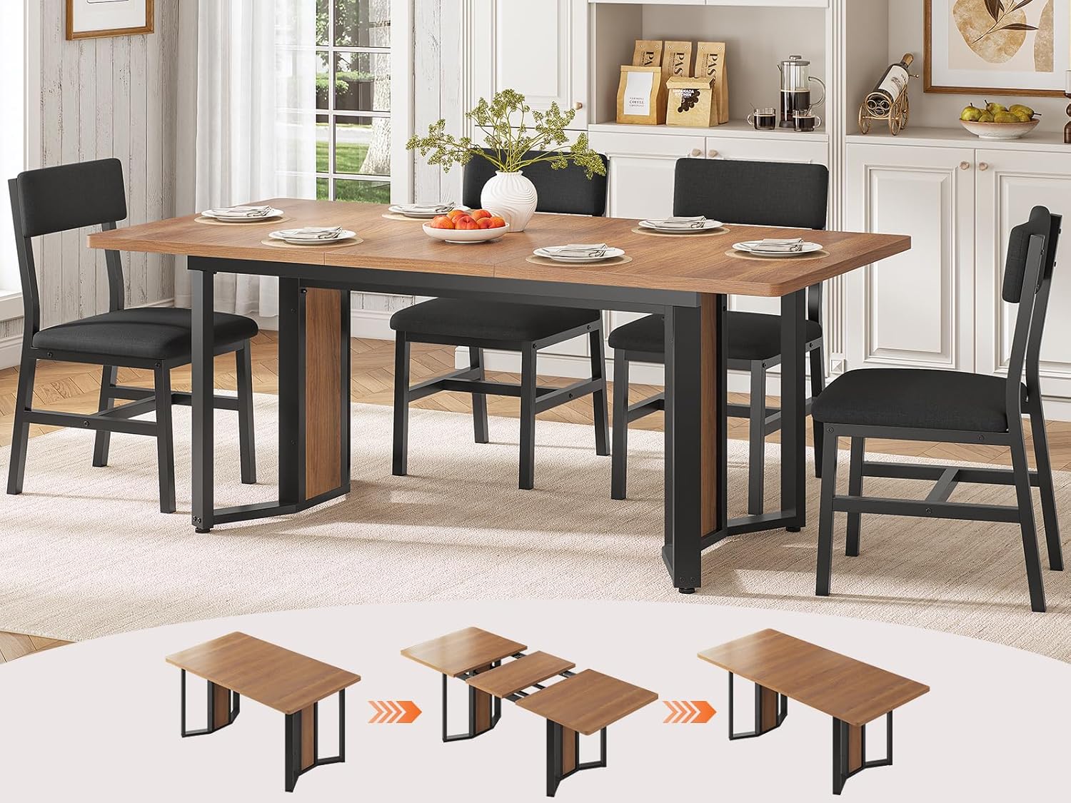 Itaar 5-Piece Dining Table Set for 4-6 People, 63
