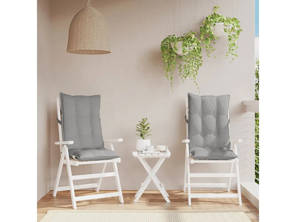 Coussins de chaise à dossier haut lot de 2 gris tissu oxford