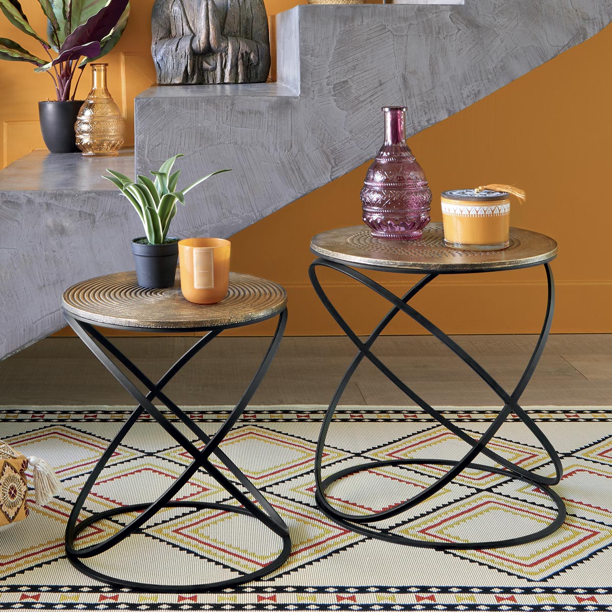 Nesting tables "Etnik" Copper, D.34/40 cm