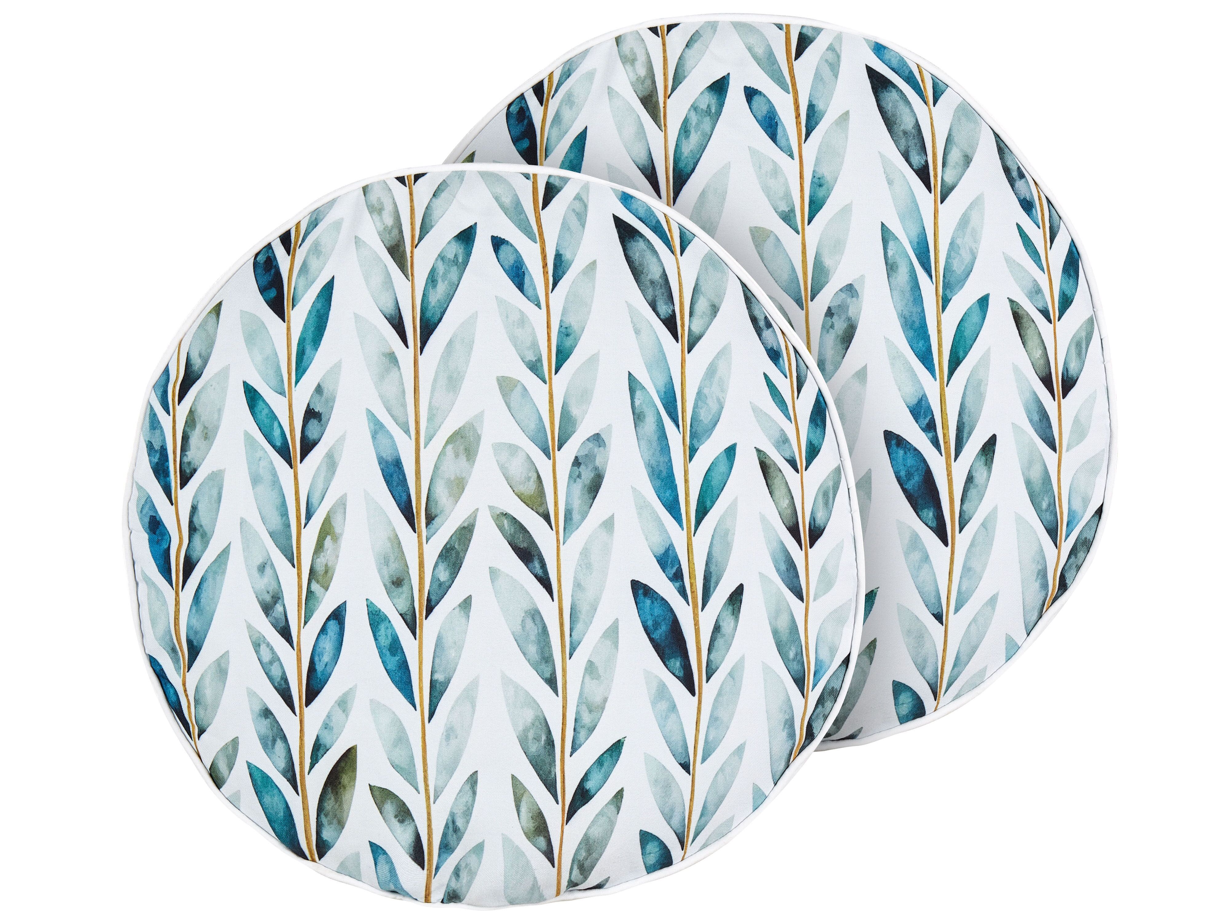 Set of 2 Outdoor Cushions LOANO Plant Pattern 40 x 40 cm Green