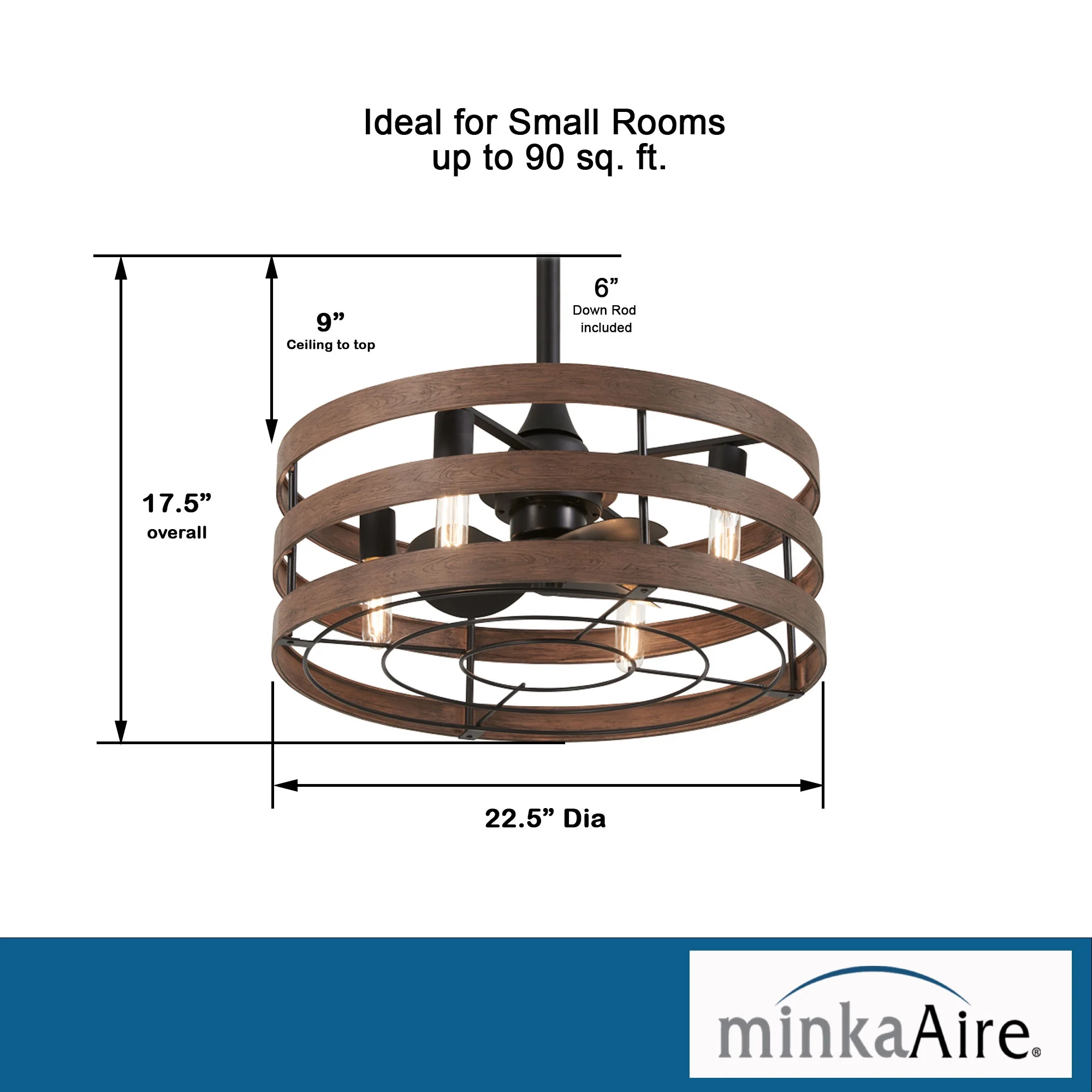 3 Blade Ceiling Fan With Light Kit-16.63 Inches Tall And 29 Inches Wide Minka Aire Fans F631l-Cl/Dk