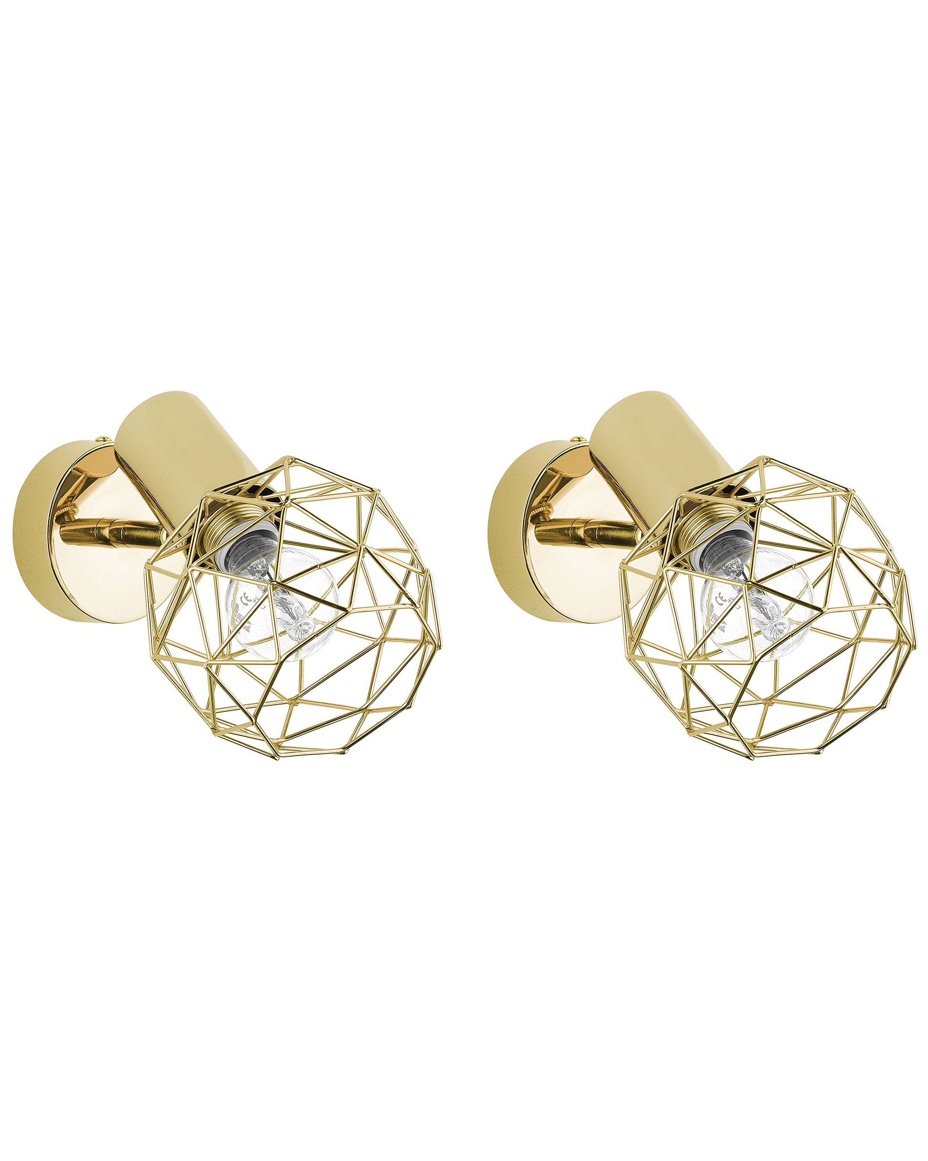 Set of 2 Spotlight Lamps CHENAB Adjustable Metal Gold