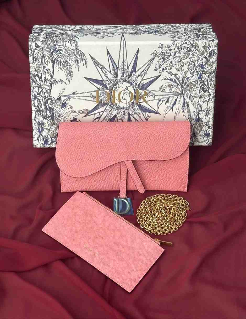Dior Long Saddle Wallet With Chain