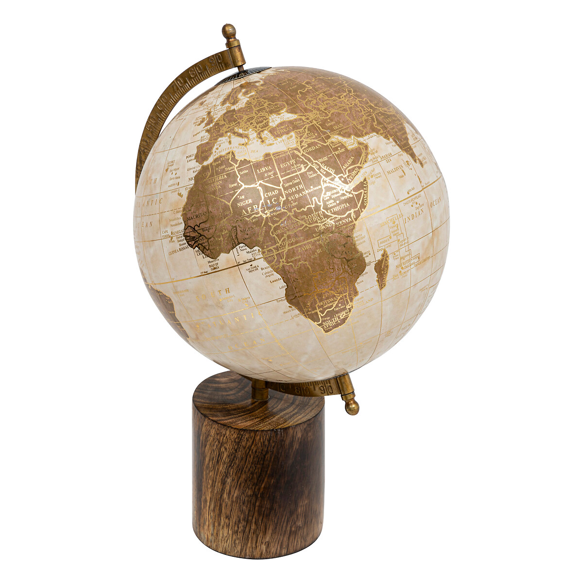"Be vintage" decorative globe Mango wood stand, D.20 cm
