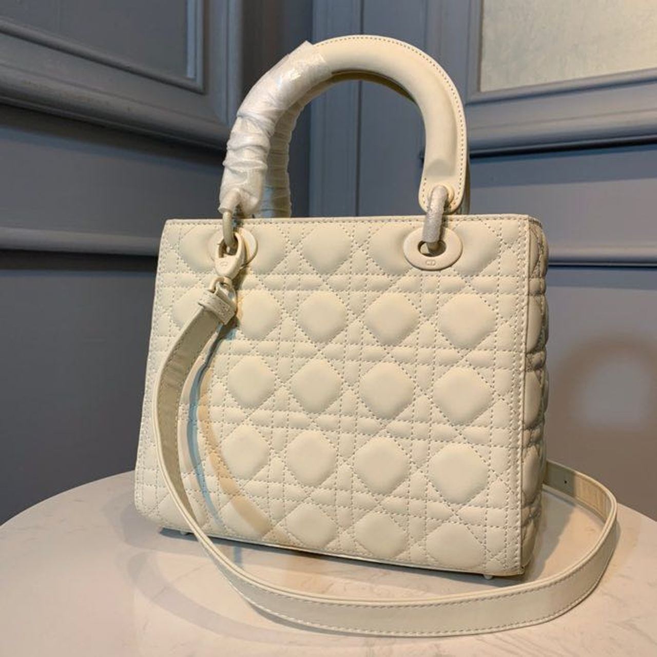 Christian Dior Medium Lady Dior Bag White For Women 9.5in/24cm CD1:1High-quality replica